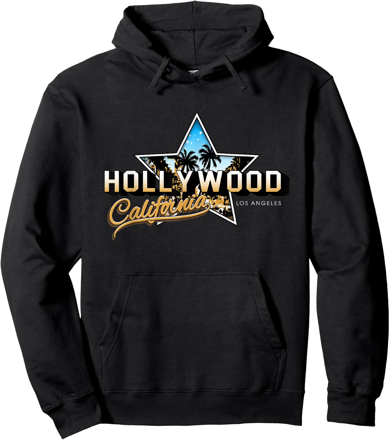 Cool Hollywood Los Angeles California Stars Novelty Graphic Hoodie - Hoodie | Black