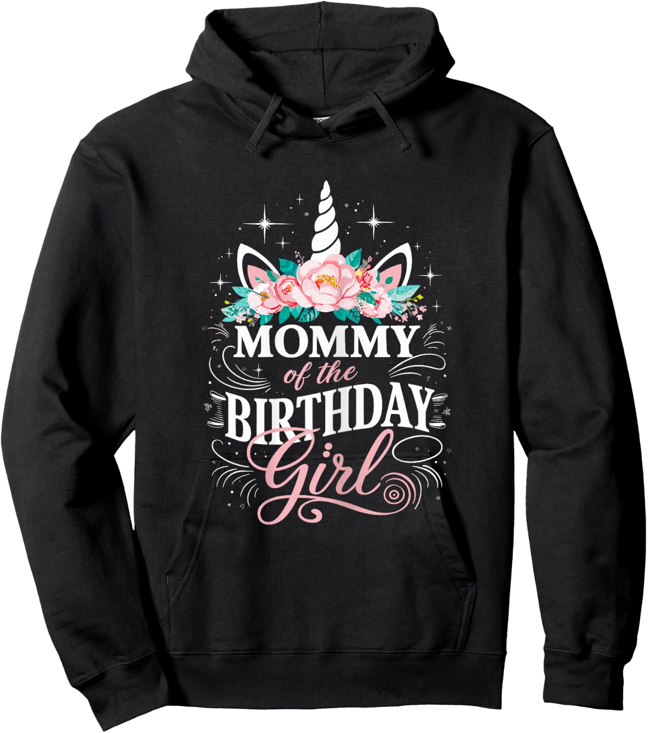 Unicorn Mommy Of The Birthday Girl Mother Unicorn Birthday Hoodie - Hoodie | Black