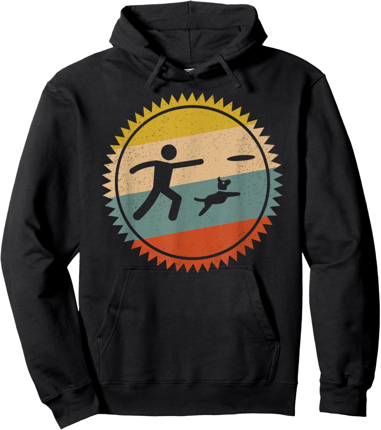 Frisbee With Dog Vintage For Dog Lovers Hoodie - Hoodie | Black