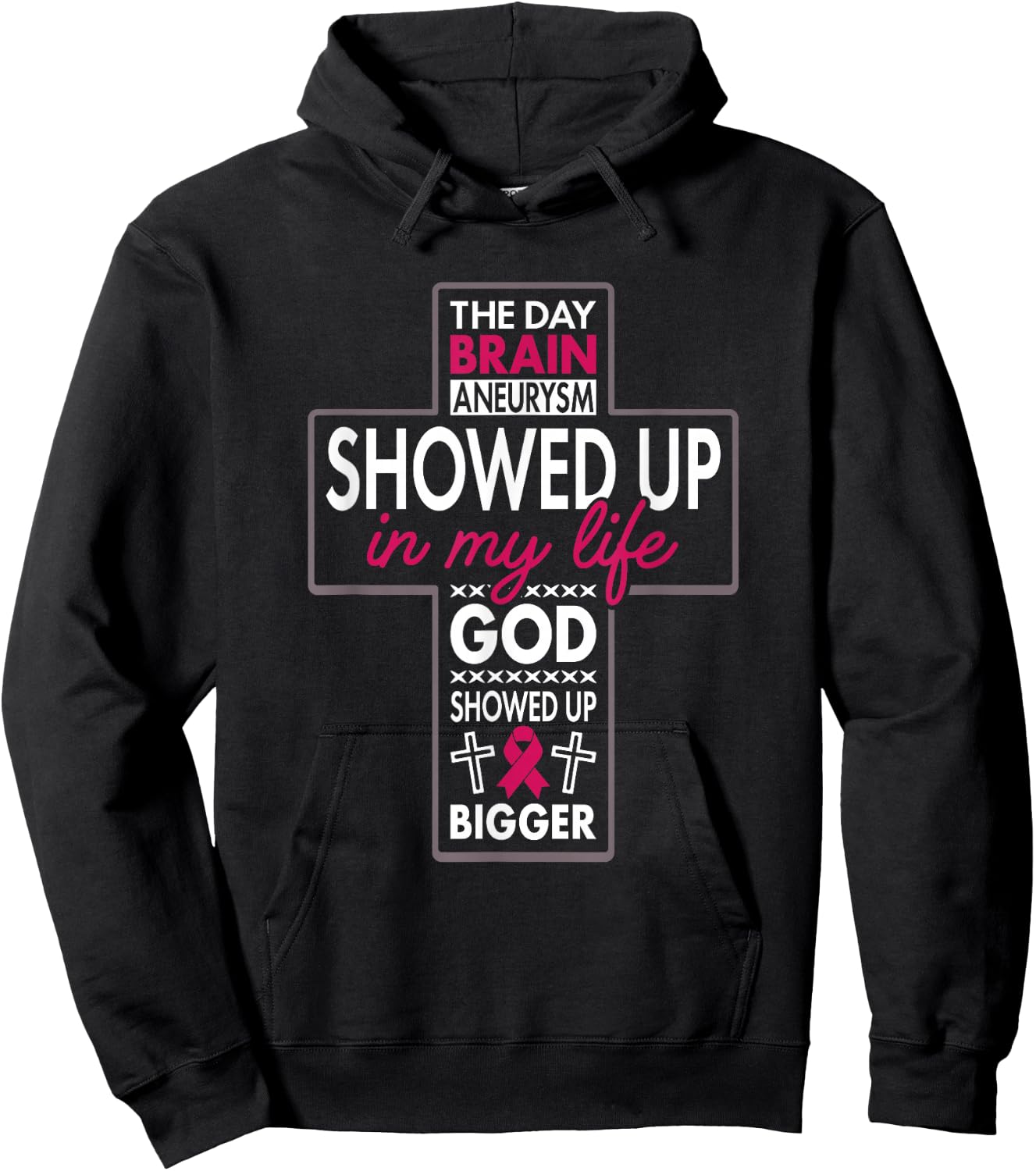 God Showed Up Brain Aneurysm Awareness Burgundy Aortic Hoodie - Hoodie | Black