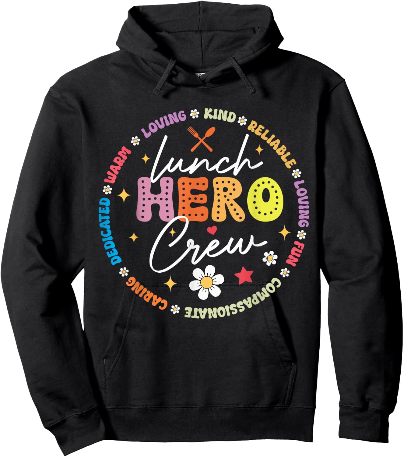 School Lunch Hero Crew Funny Cafeteria Workers Lunch Lady Hoodie - Hoodie | Black