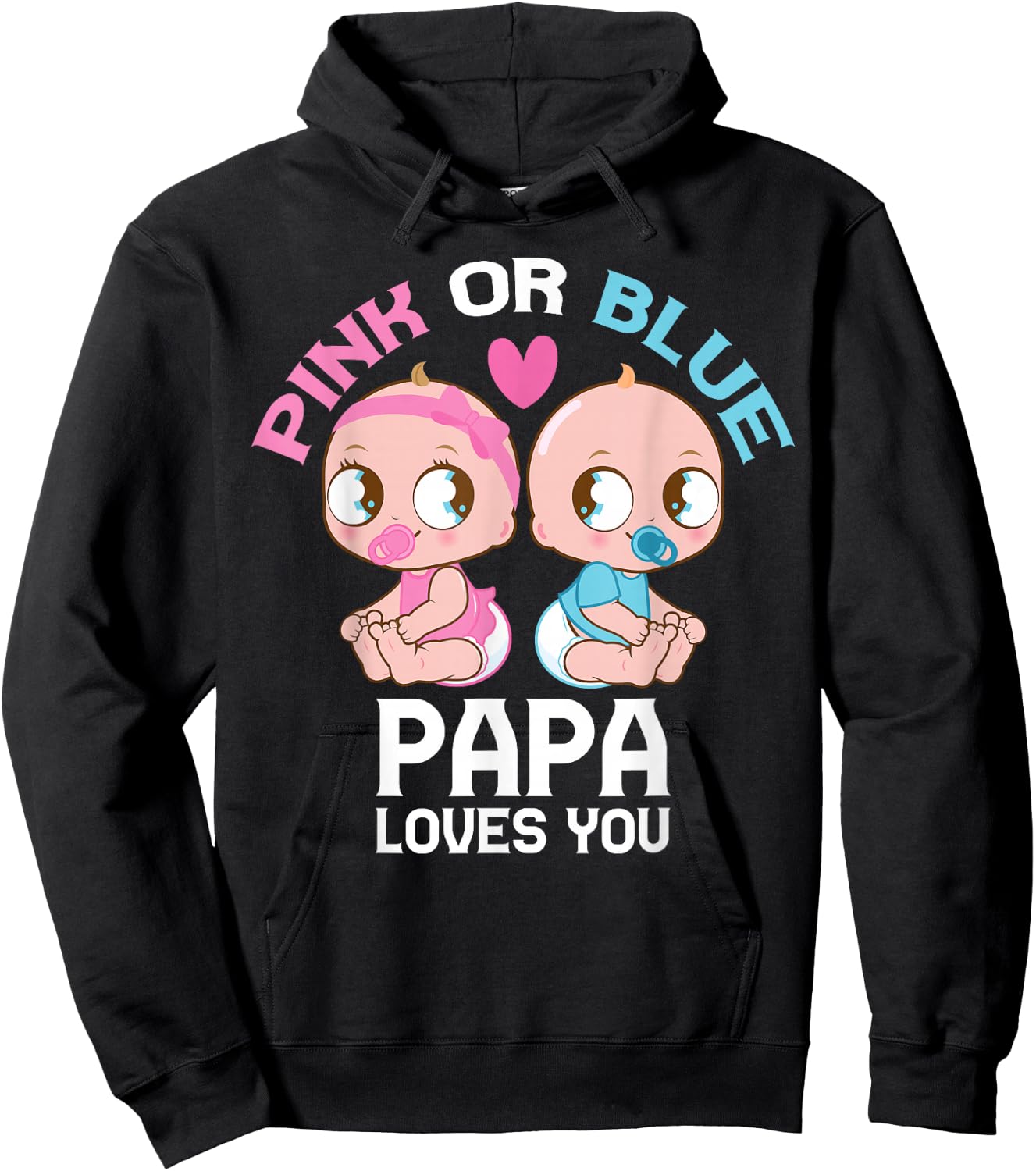 Pink or Blue PAPA Loves You Cute Baby Boy Girl Family Hoodie - Hoodie | Black