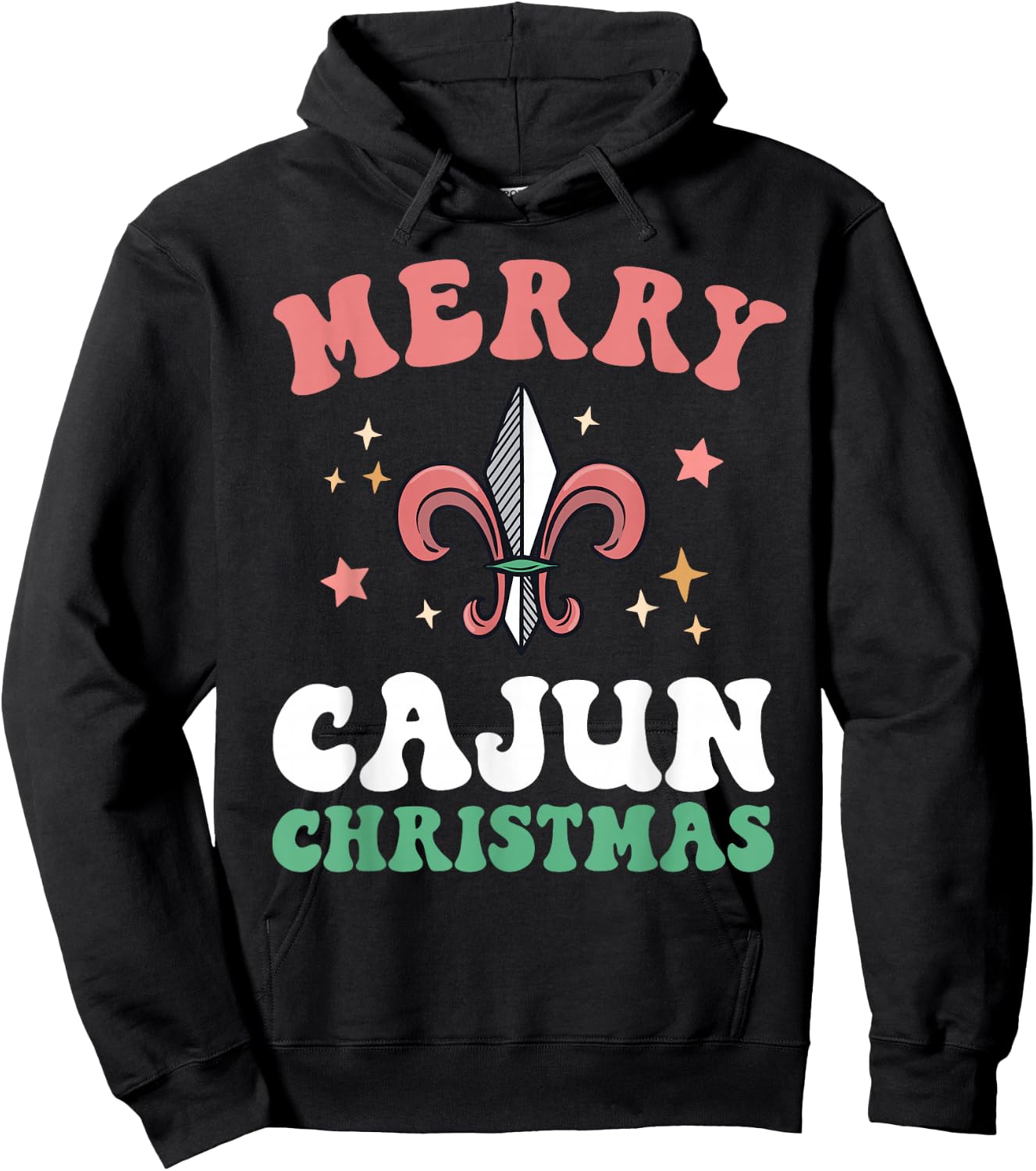 Merry Cajun Christmas Southern Louisiana Xmas New Orleans Hoodie - Hoodie | Black