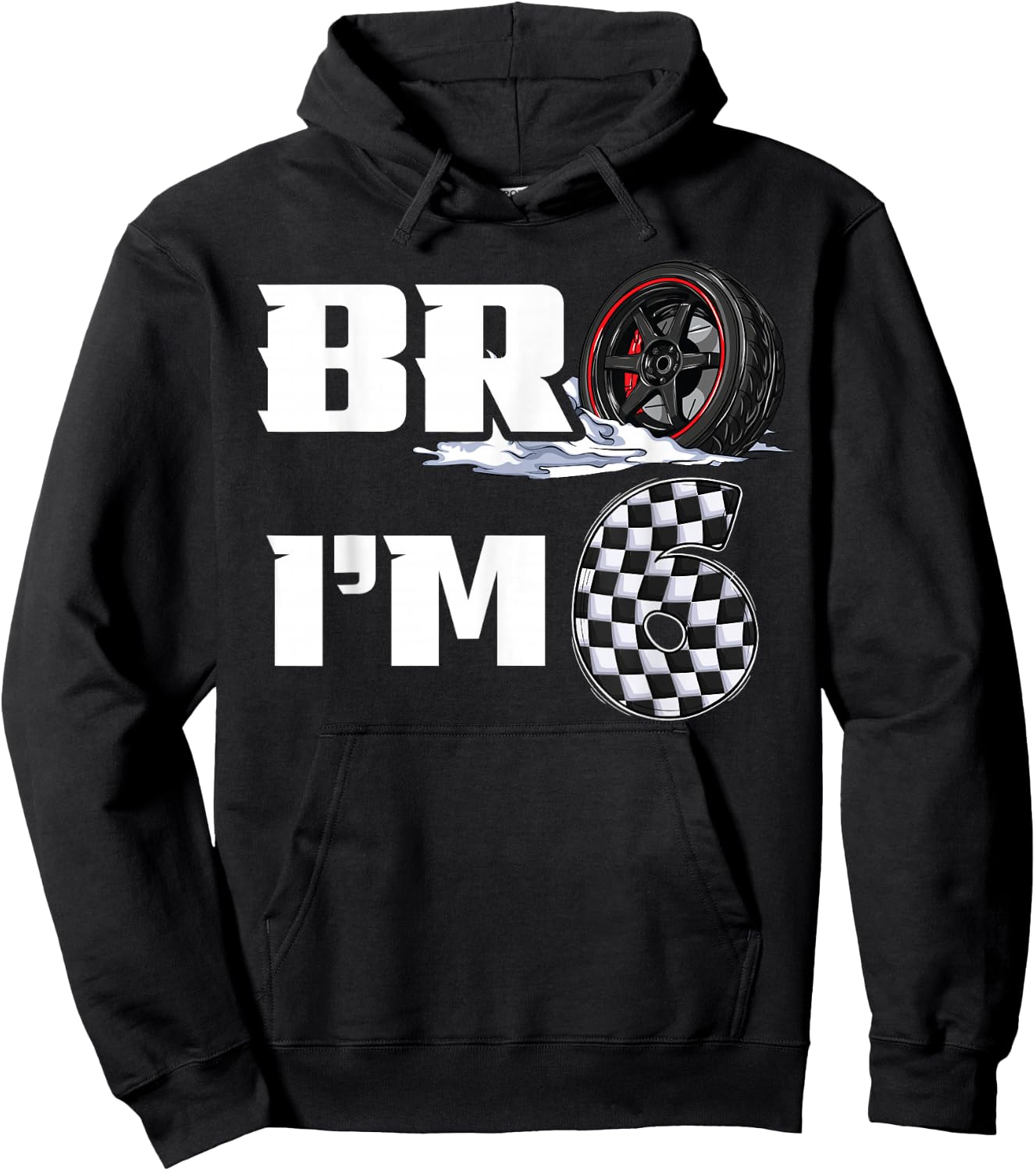 6th Birthday Boy pit crew Bro I’m 6 Year Old race car racing Hoodie - Hoodie | Black