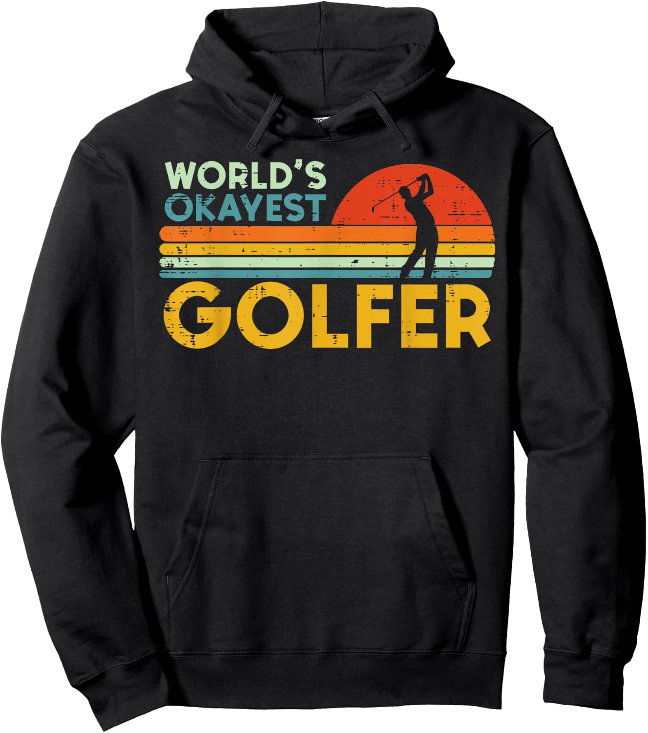 Worlds Okayest Golfer Retro Golf Joke Dad Men Women Kids Hoodie - Hoodie | Black