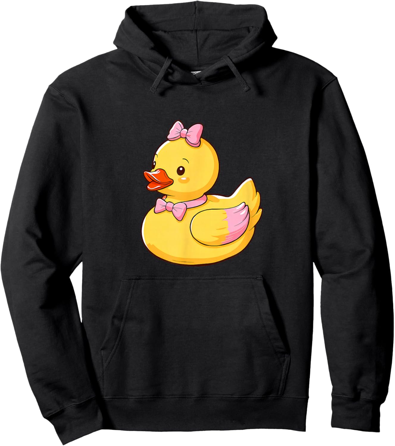 Quacktastic Duck Party Outfit Cute Girly Rubber Duckie Women Kids Black Cartoon Rubber Duck Themed Celebration Gift Summer Beach Holiday Hoodie - Hoodie | Black