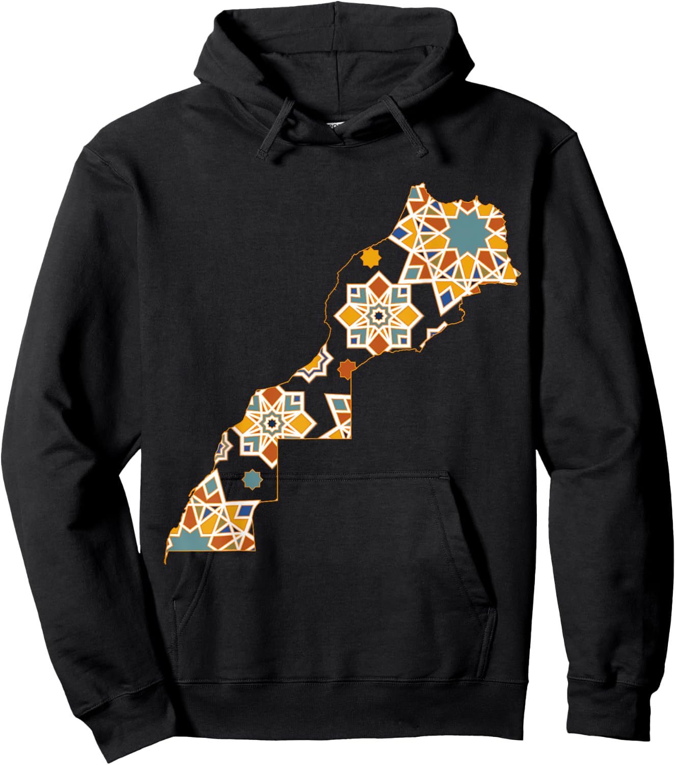 Map Morocco Morocco Jersey Morocco Zellige Moroccan Hoodie - Hoodie | Black