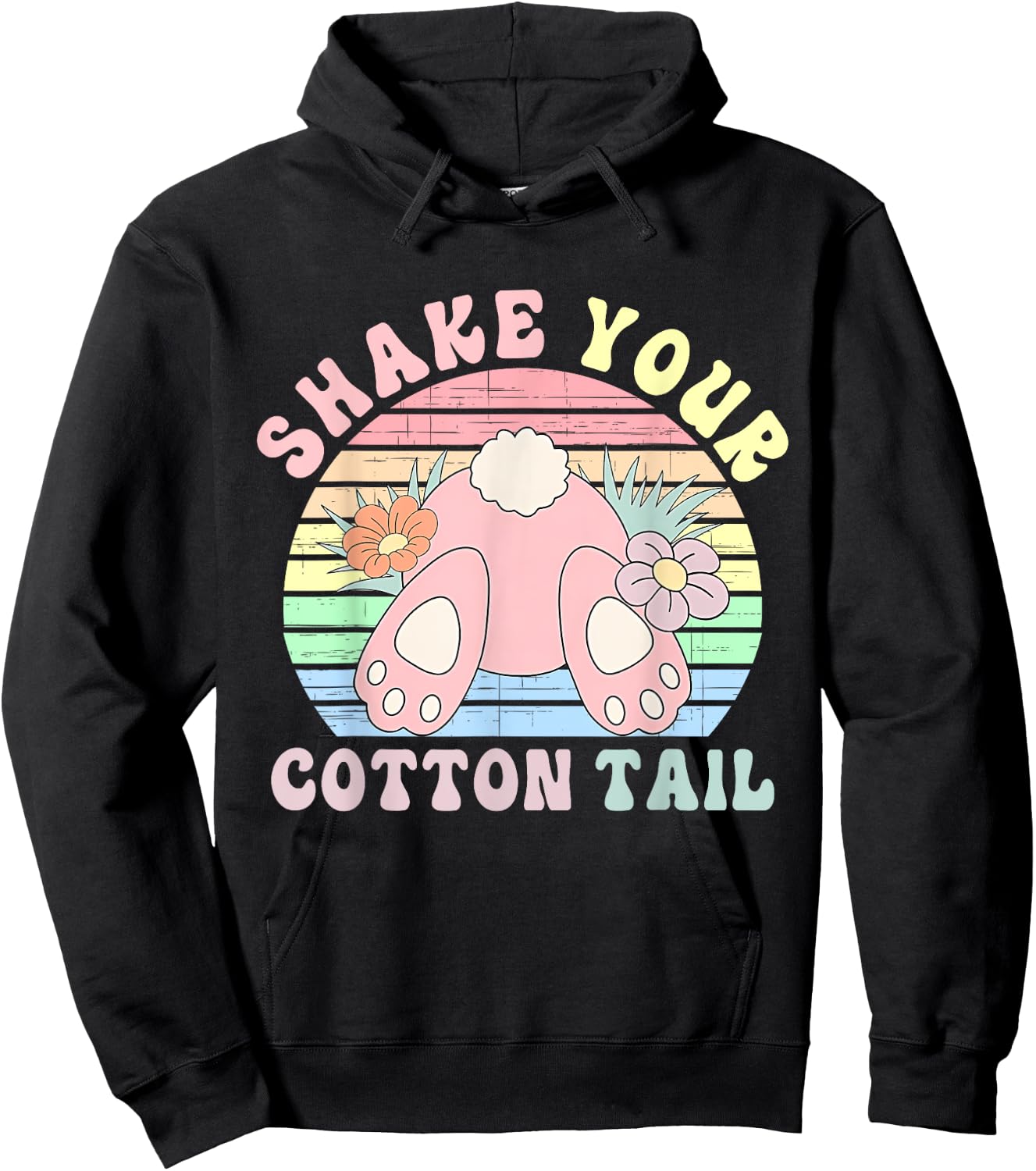 Shake Your Cotton Tail Cute Vintage Design Hoodie - Hoodie | Black