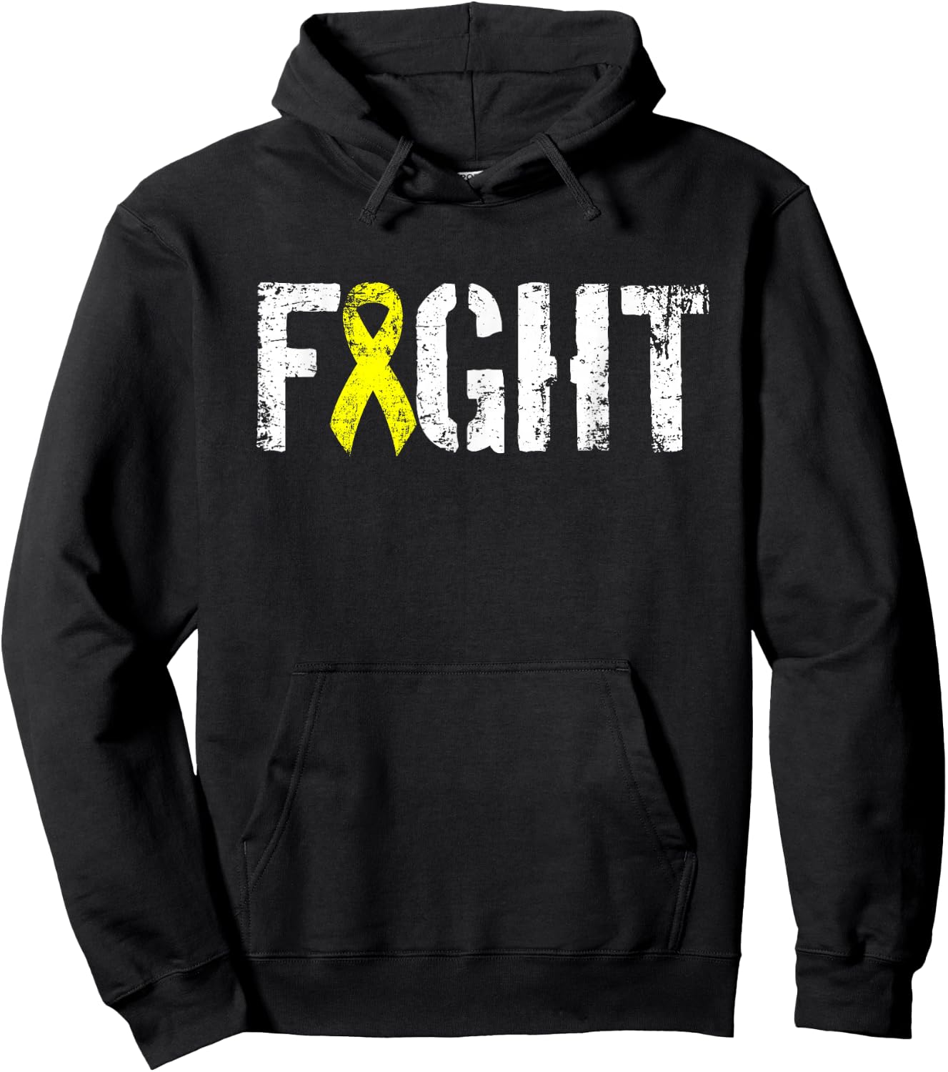 Fight Sarcoma - Bone Cancer Awareness Yellow Ribbon Hoodie - Hoodie | Black