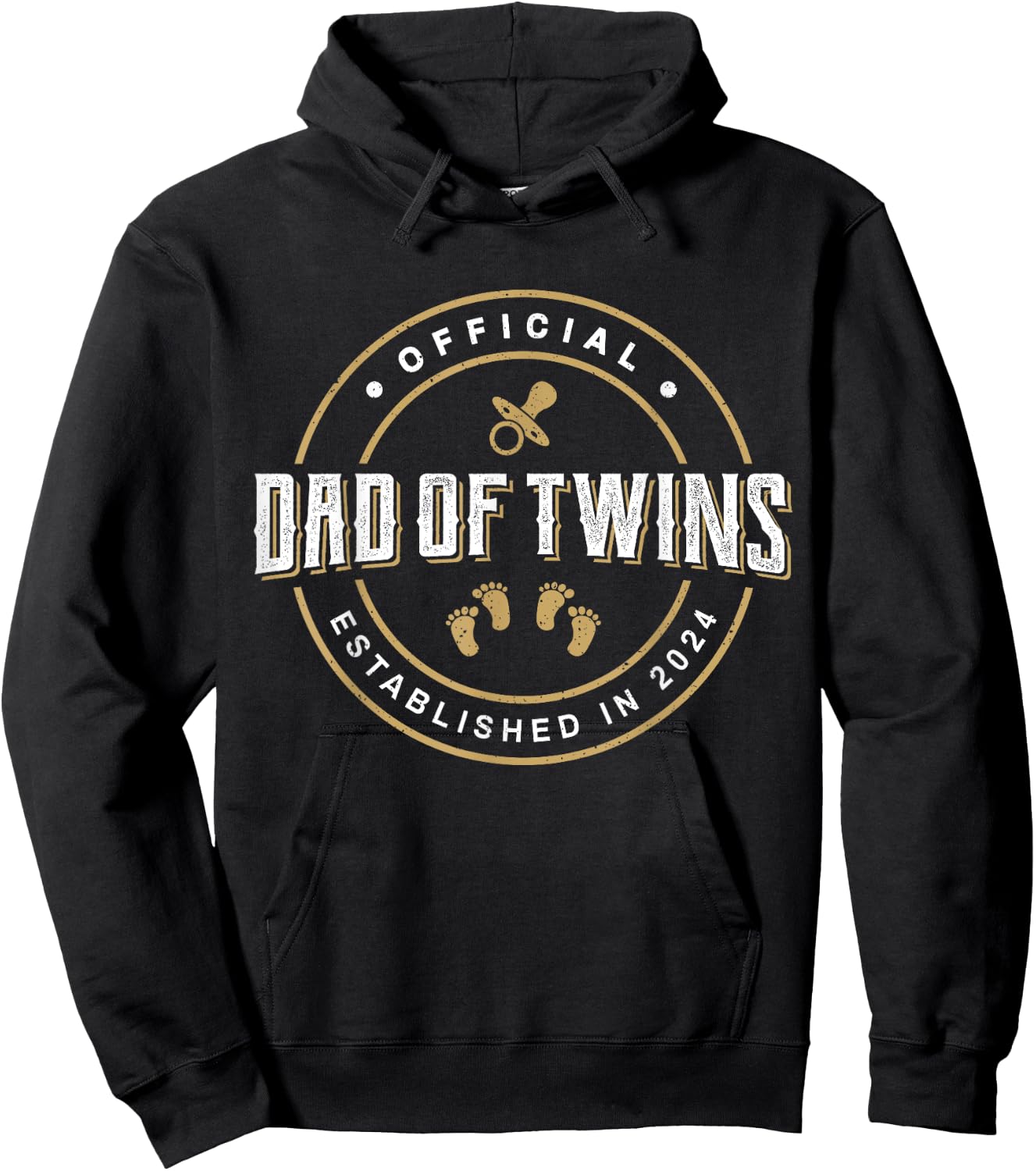 Dad of Twins 2024 New Dad To Be Expecting Daddy of Twins Hoodie - Hoodie | Black