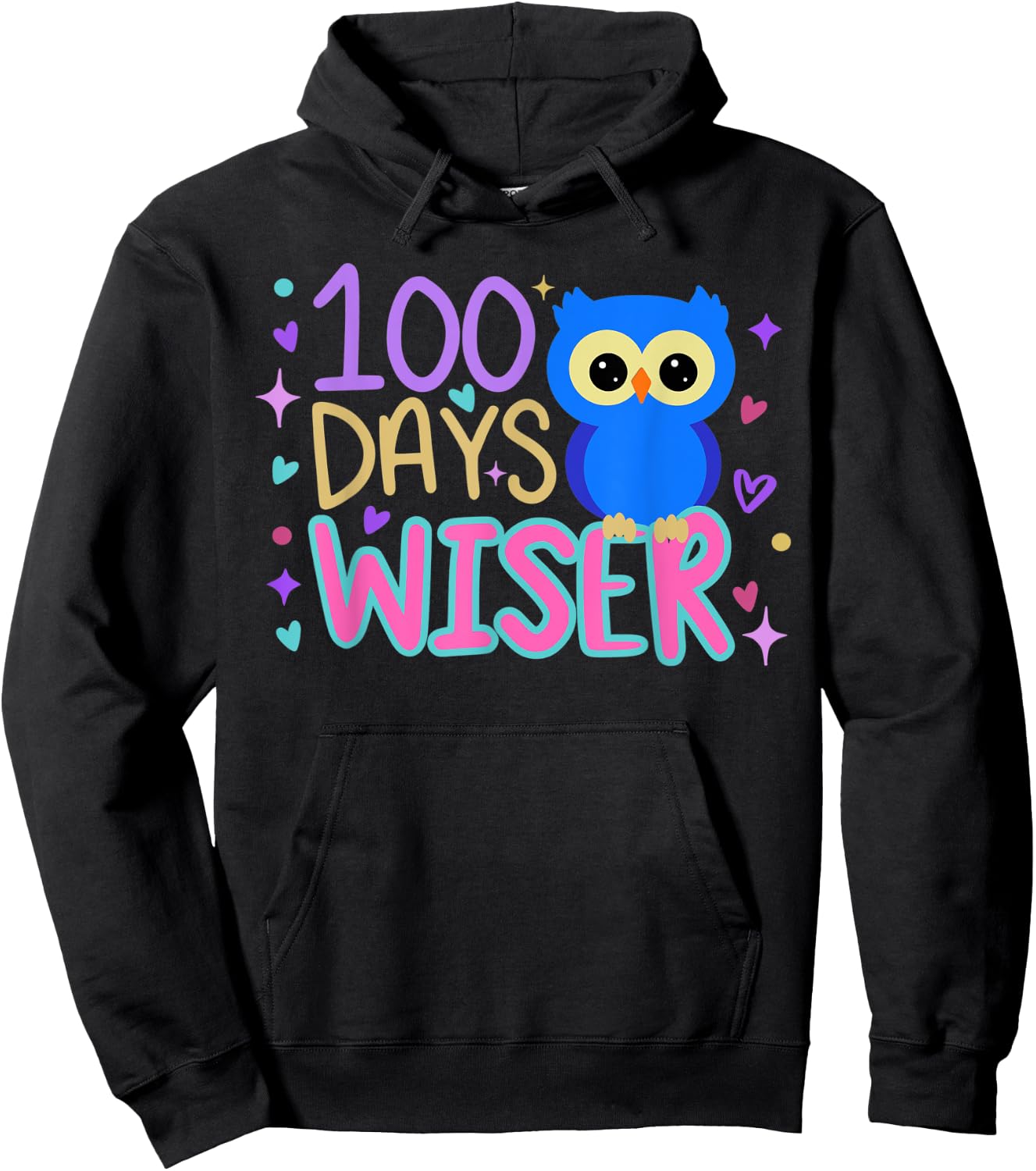 100 Days Wiser Cute Owl 100th Day of School Hoodie - Hoodie | Black