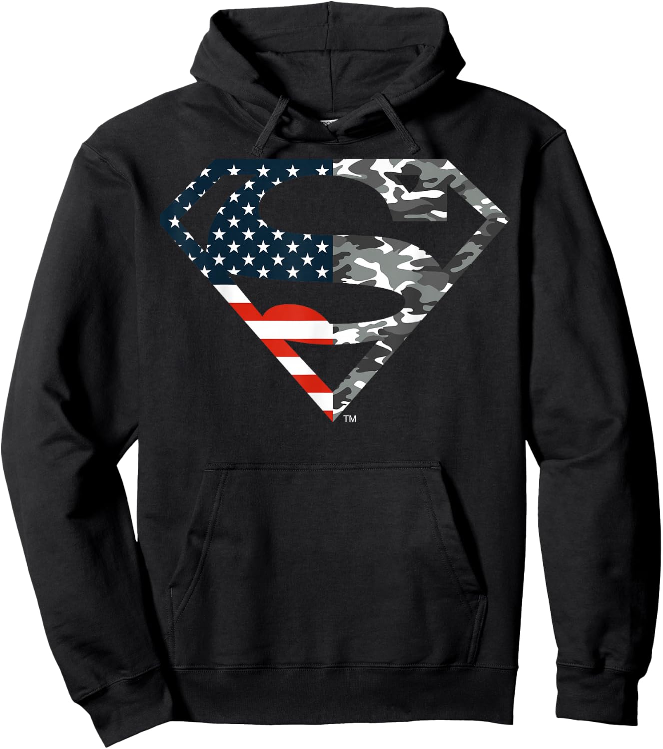 DC Comics Superman American Flag Camo Logo Hoodie - Hoodie | Black
