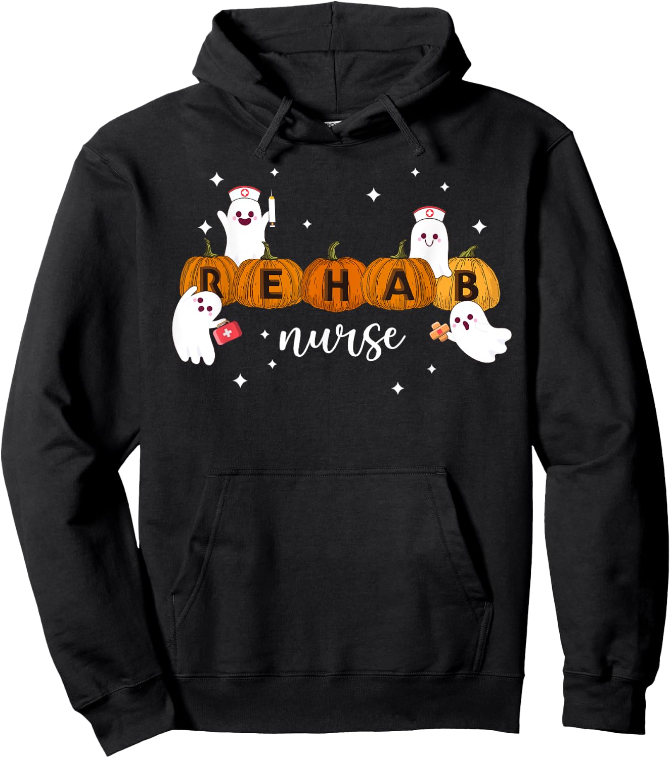 Rehab Nurse Pumpkin Halloween Nursing Health Care Worker Hoodie - Hoodie | Black