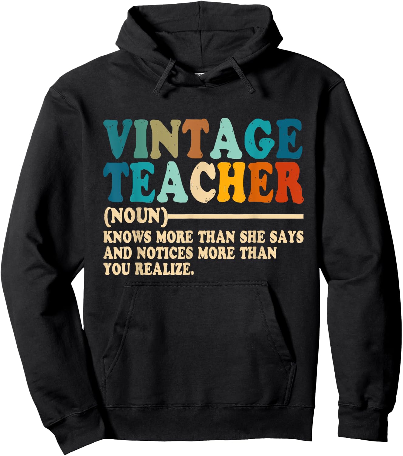 Vintage Teacher Knows More Than She Says Outfit Definition Men Women Hoodie - Hoodie | Black