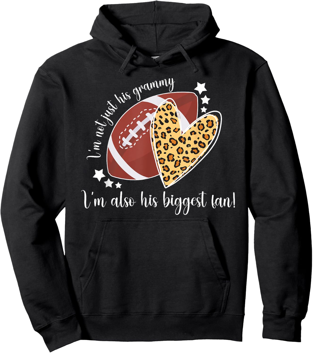 His Biggest Fan Football Grammy Of A Football Player Hoodie - Hoodie | Black