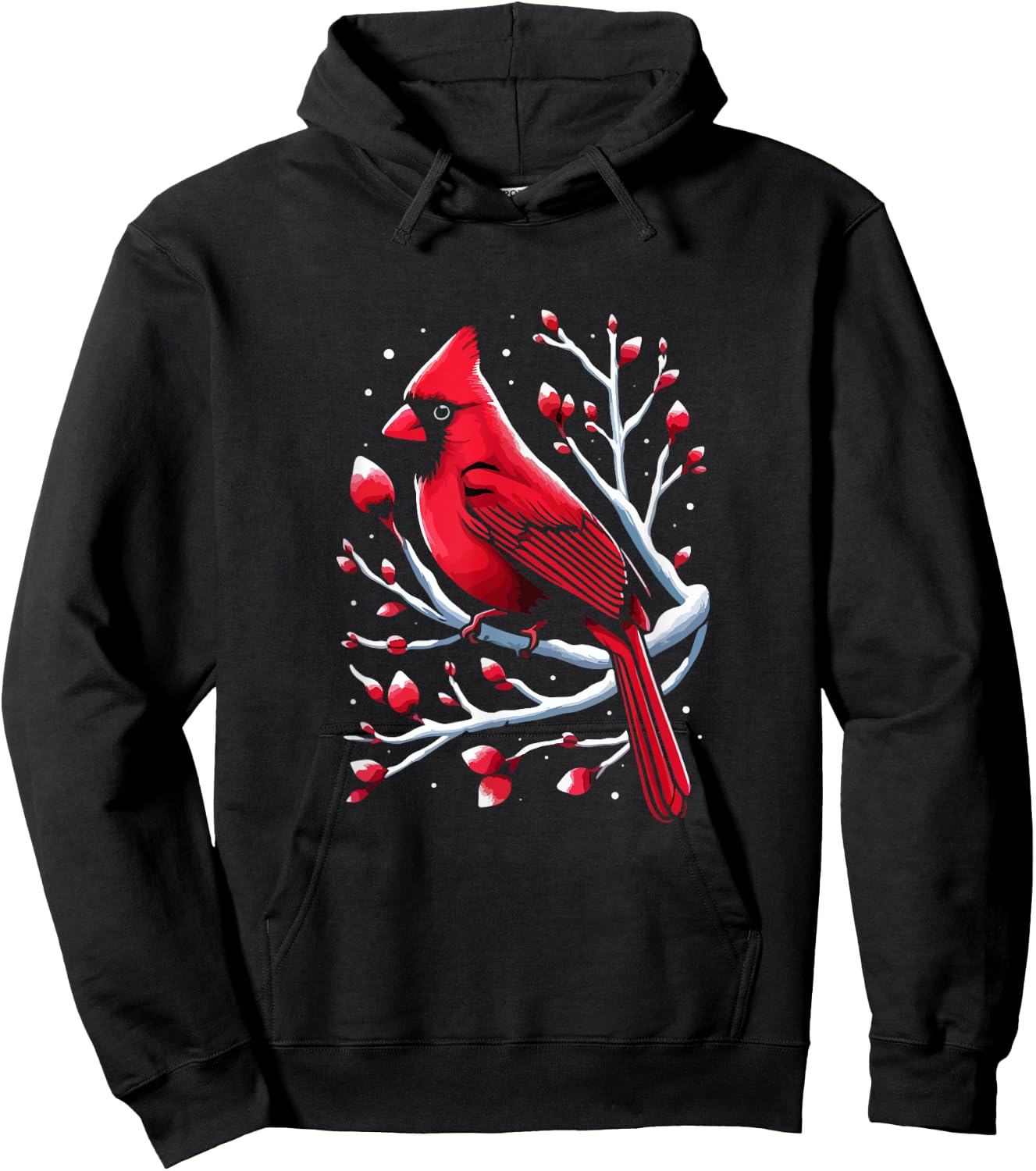 Cardinal Bird in Snowy Berries Birdwatching Bird lover Cute Hoodie - Hoodie | Black