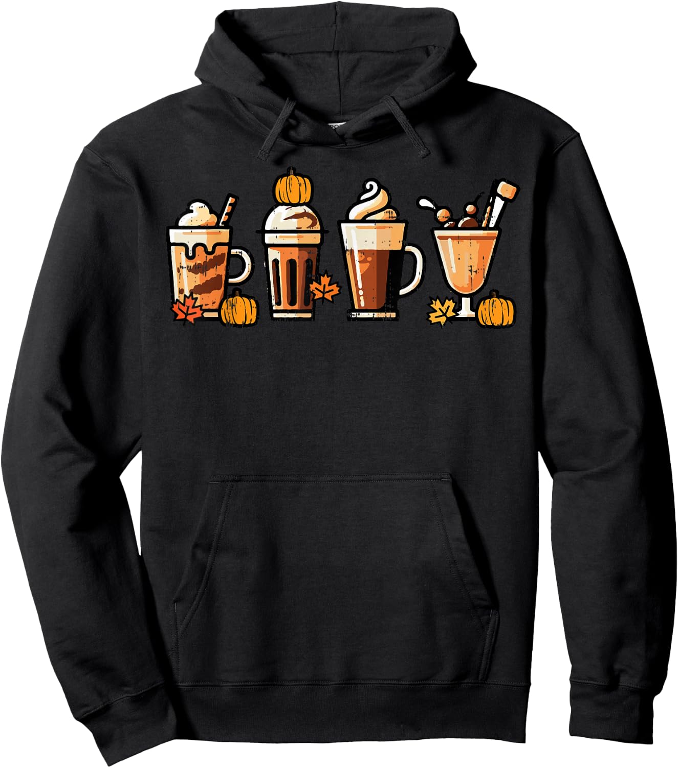Thanksgiving Coffee Pumpkin Spice Latte Fall Women Men Kids Hoodie - Hoodie | Black