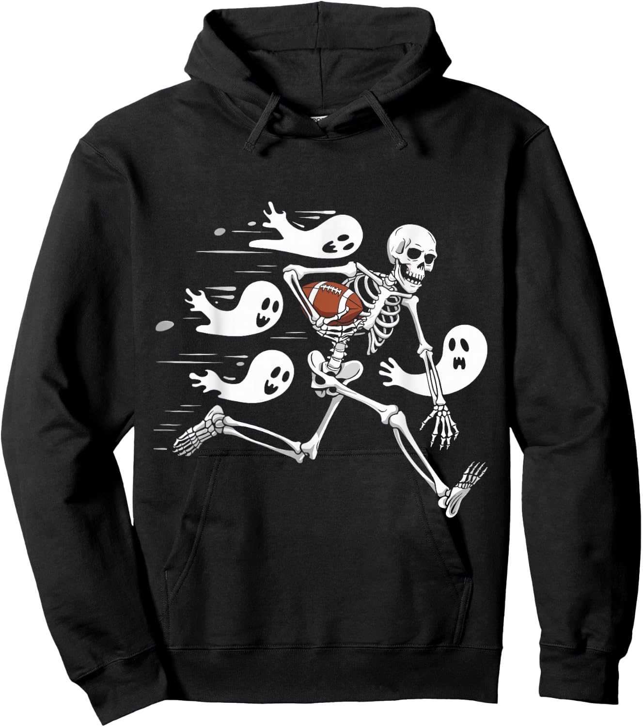 Funny Skeleton Playing Football Lovers Spooky Halloween Hoodie - Hoodie | Black