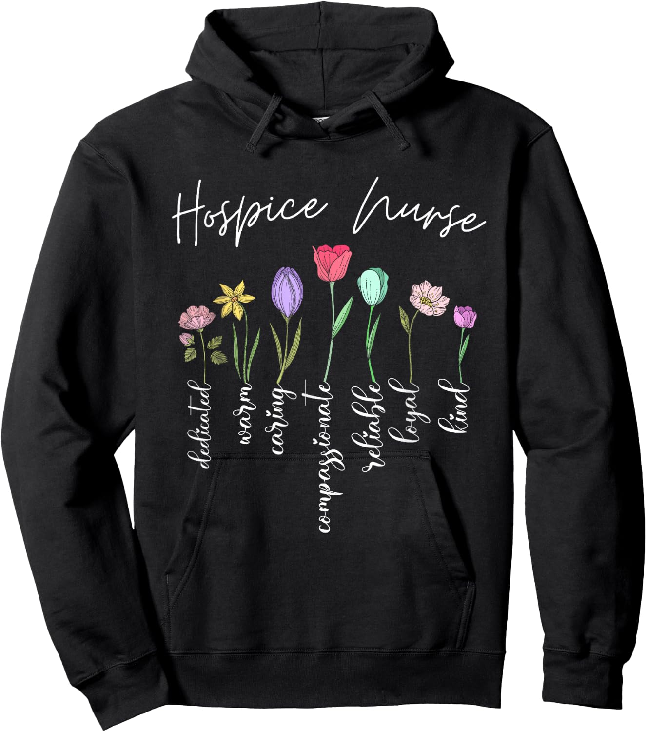 Hospice nurse for girls women flowers Hospice nurse floral Hoodie - Hoodie | Black