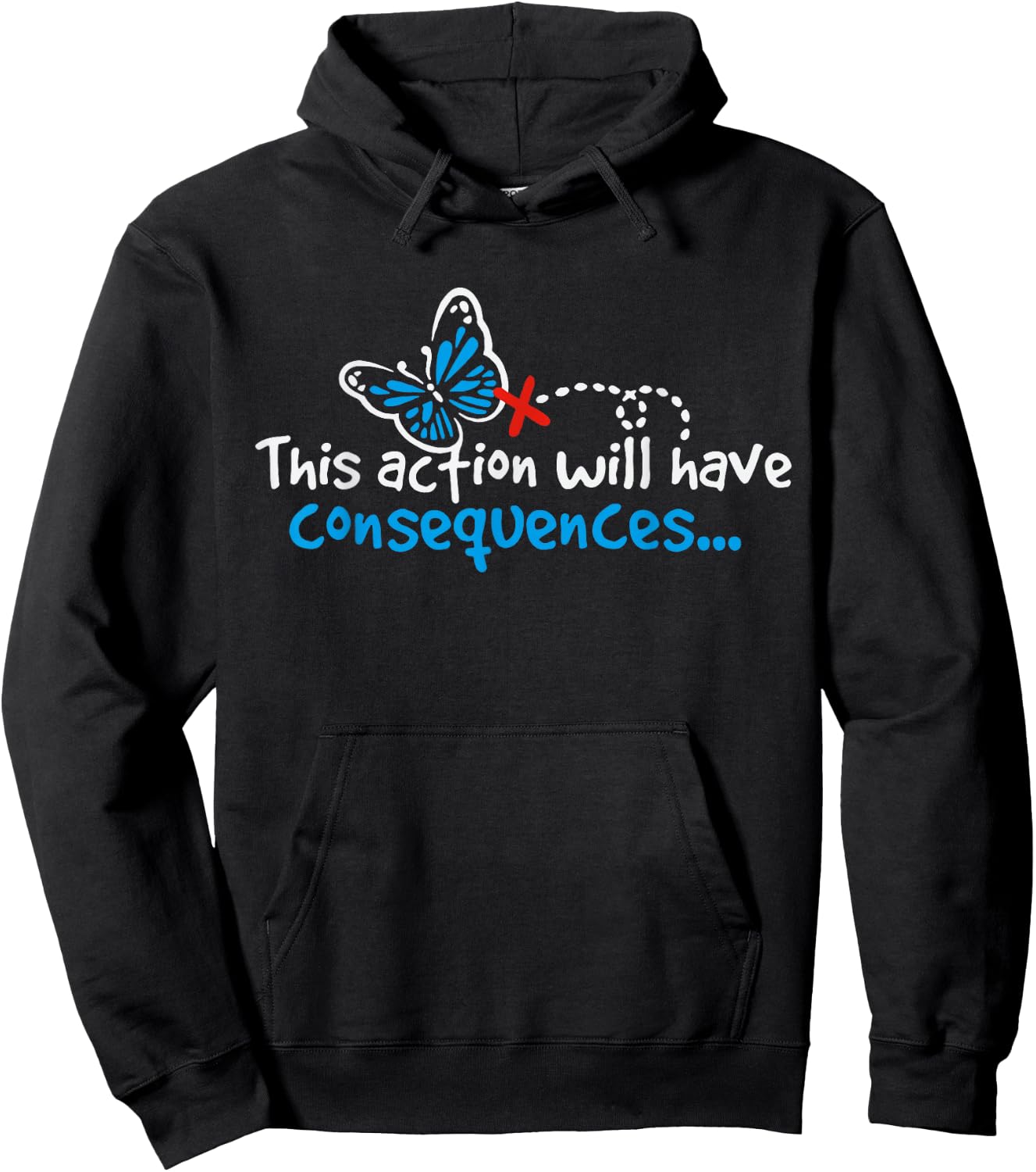 Funny Butterfly Effect Shirt - Adults - Black - Small - Short Sleeve - - Graphic - - Polyester 100% Hoodie - Hoodie | Black