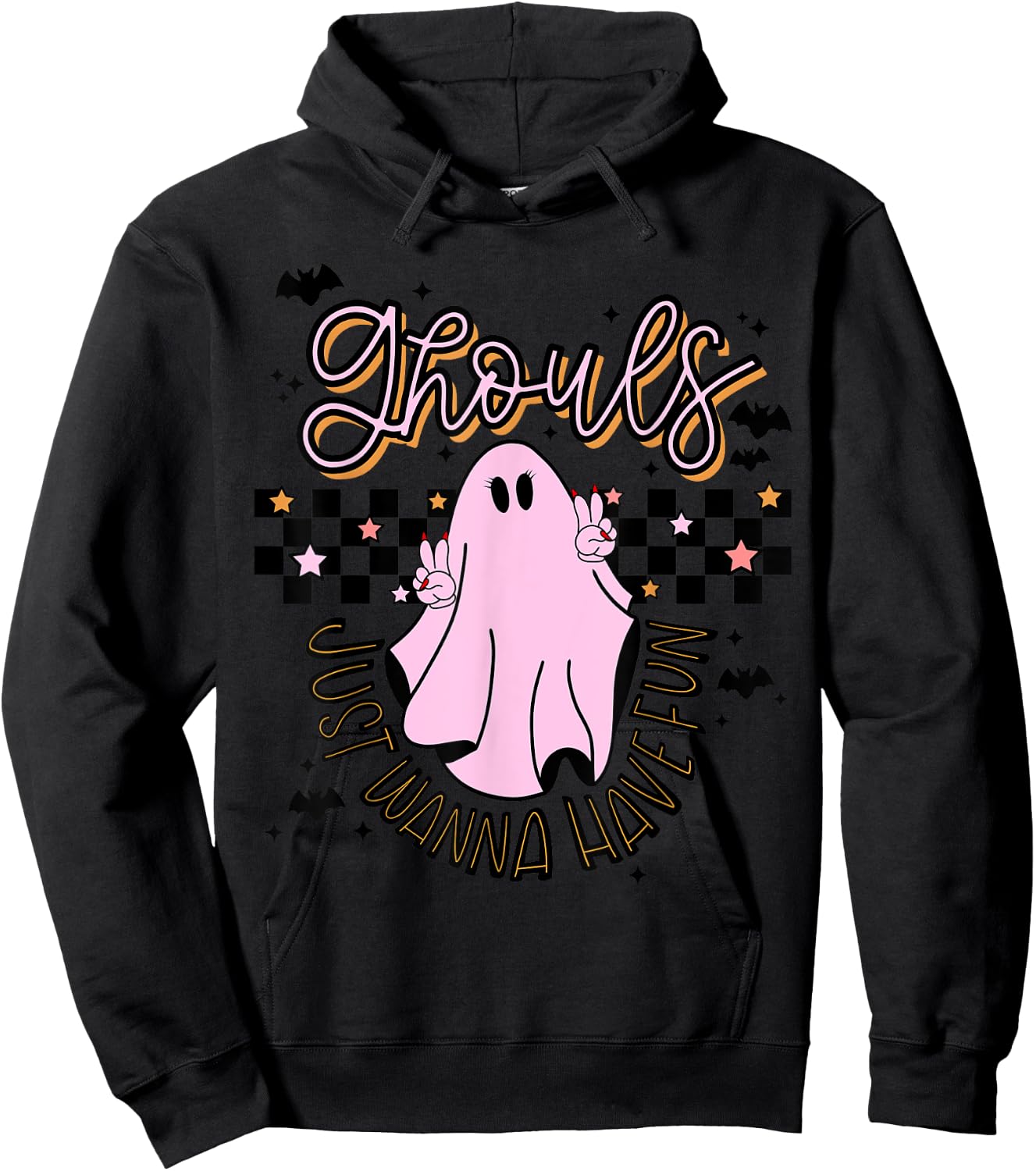Ghouls just want to have fun, pink, peace sign, halloween Hoodie - Hoodie | Black