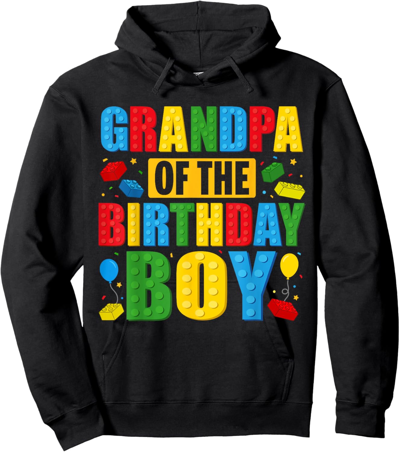 Grandpa Of The Birthday Boy Building Blocks Birthday Party Hoodie - Hoodie | Black