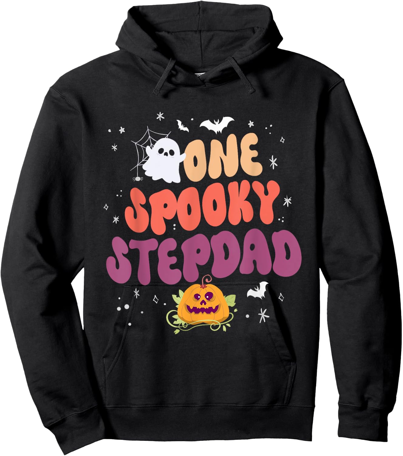 Groovy One Spooky Step Dad Halloween Pumpkin Trick Or Treat Hoodie - Hoodie | Black