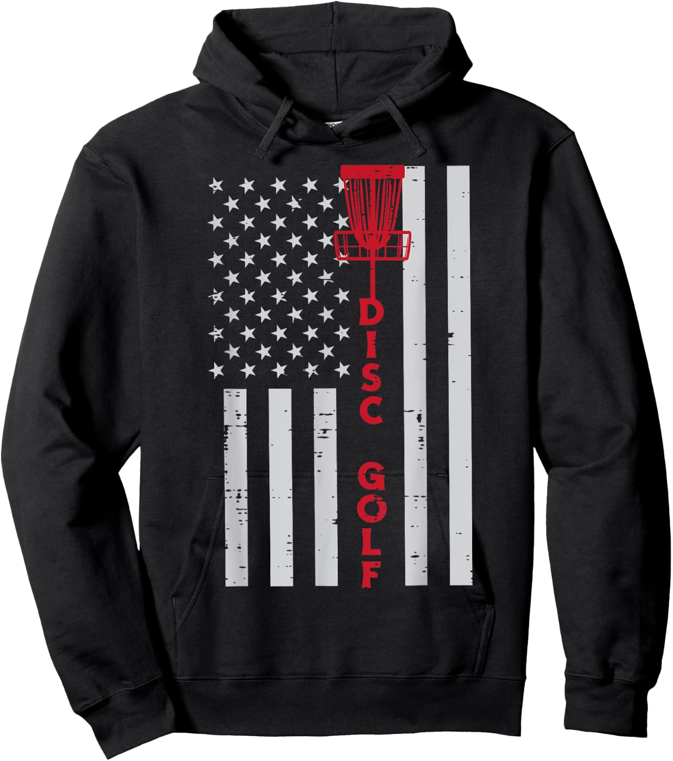 Disc Golf US Flag Frisbee Frolf Patriotic Men Women Kids Hoodie - Hoodie | Black