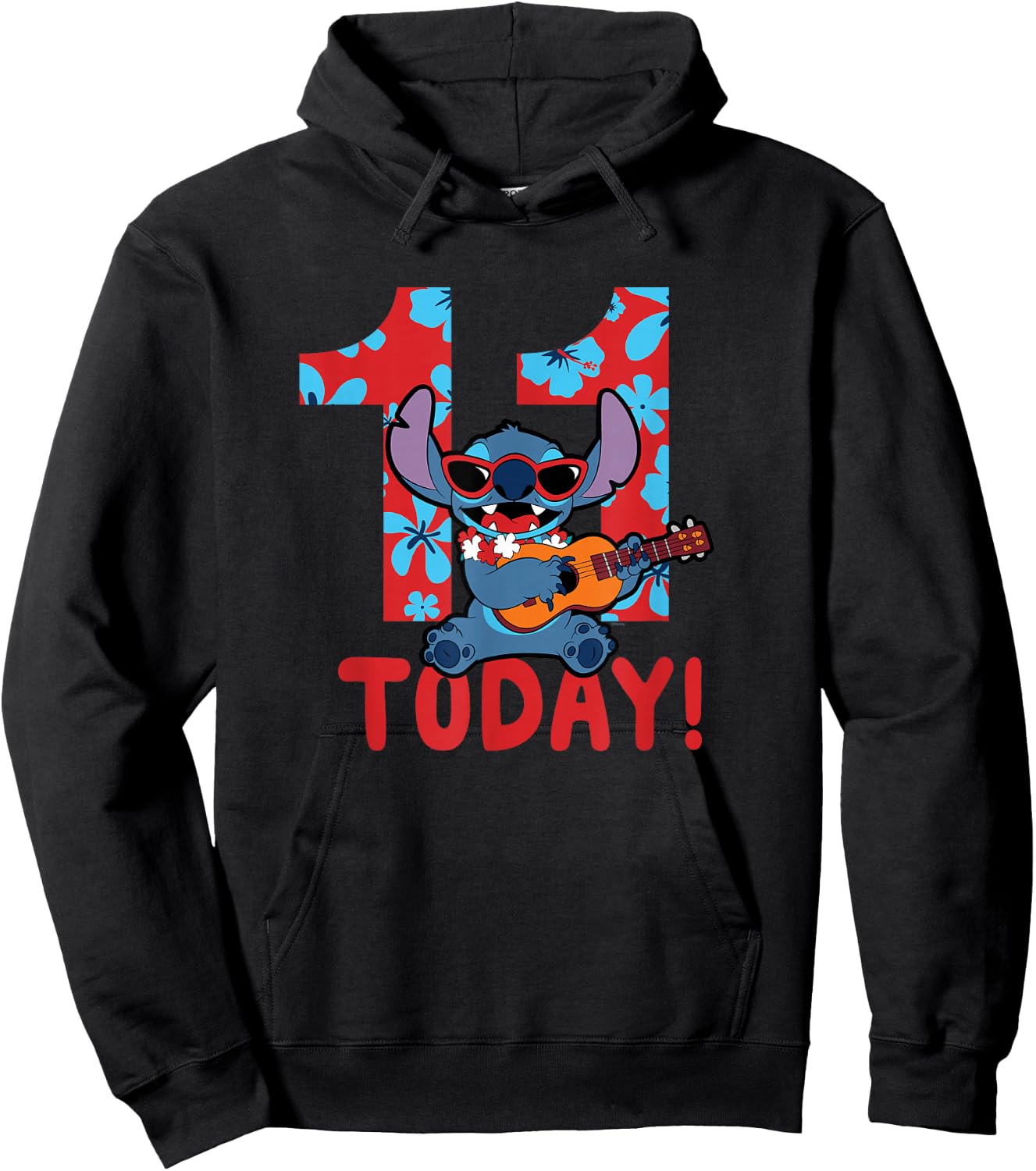 Disney Lilo & Stitch Tropical Birthday 11 Years Old Today Hoodie - Hoodie | Black