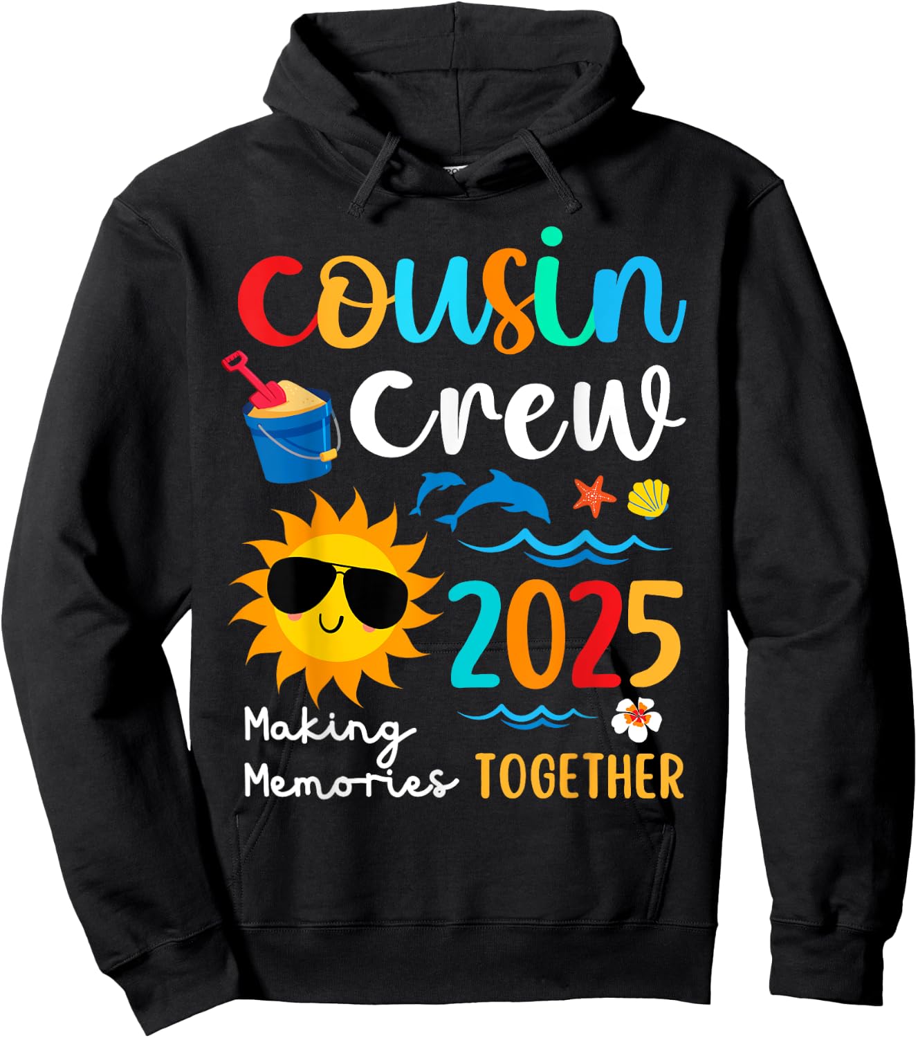 Cousin crew 2025 Summer Vacation Beach Family Trips Matching Hoodie - Hoodie | Black