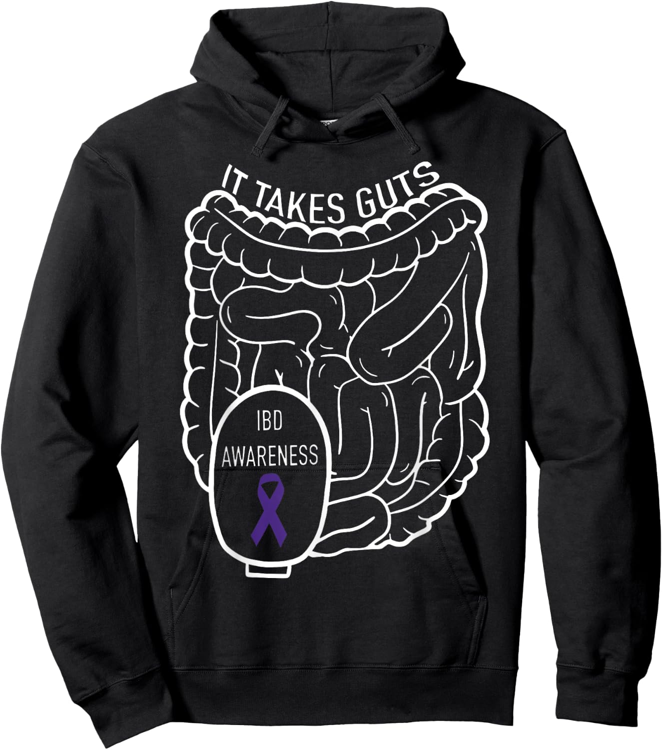 Gastroenterologist Gastro Design Women IBD Ostomy It Takes Guts Ostomy Awareness Chronic Illness , Small, Black Hoodie - Hoodie | Black
