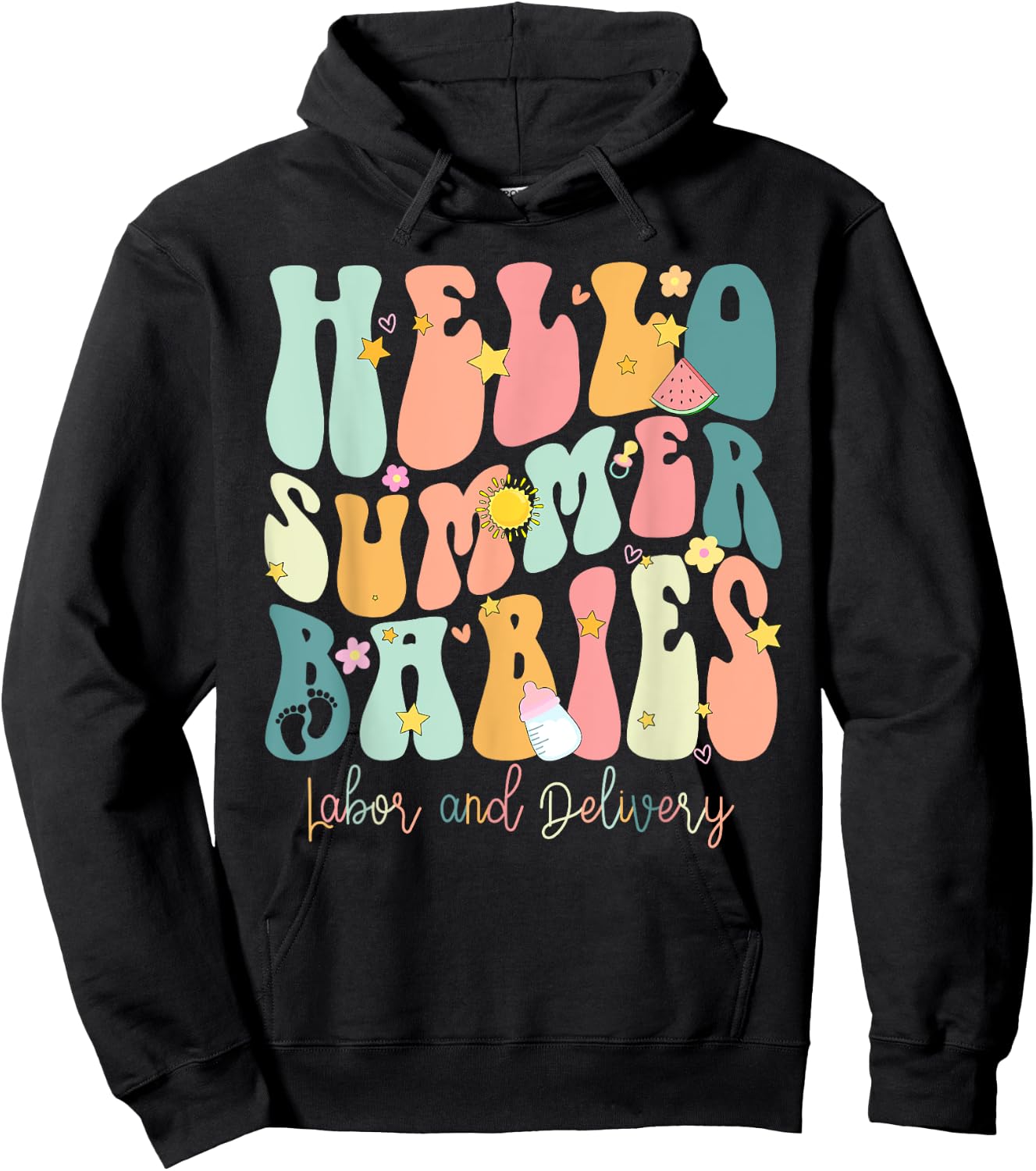 Hello Summer Labor and Delivery Nurse, Summer Labor Men Women Girls Kids Hoodie - Hoodie | Black