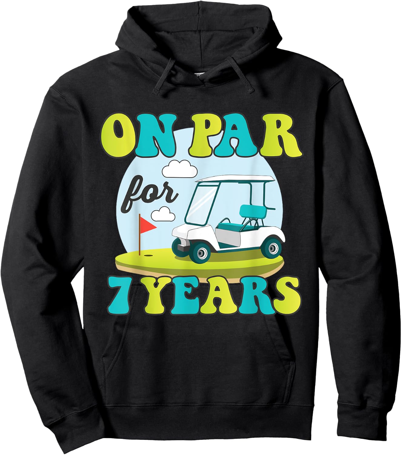 Funny 7th Birthday Golf Shirt 7 Years Old Golfer Kids Boys Hoodie - Hoodie | Black