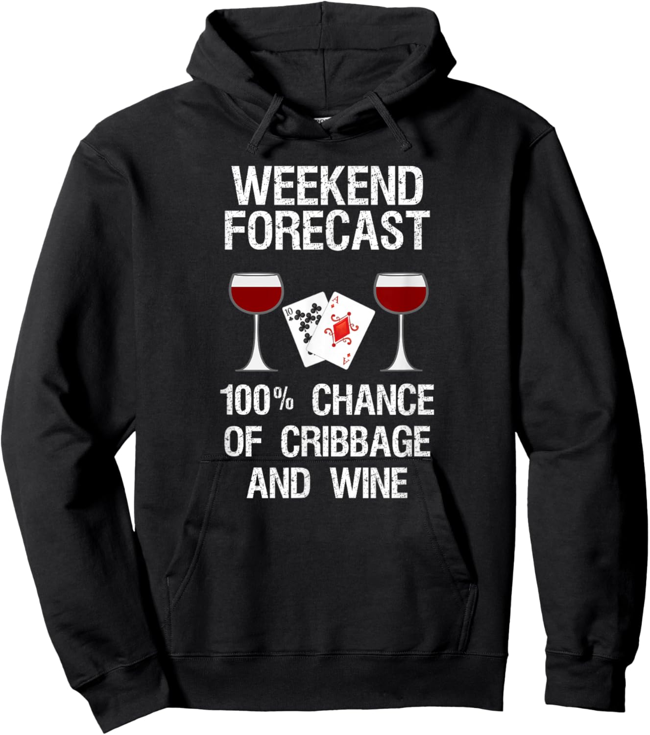 Cribbage - Funny Cribbage and Wine Forecast Hoodie - Hoodie | Black