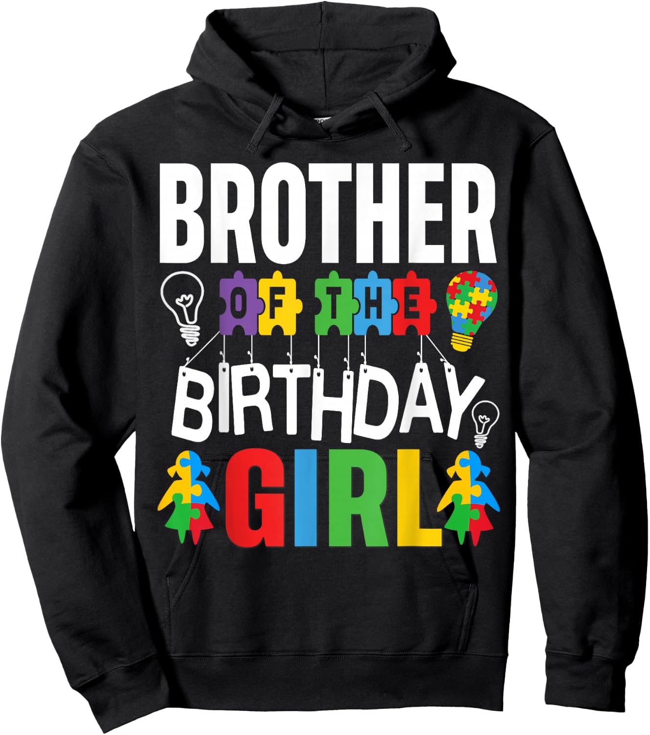 Brother Of The Birthday Girl Autism Hoodie - Hoodie | Black