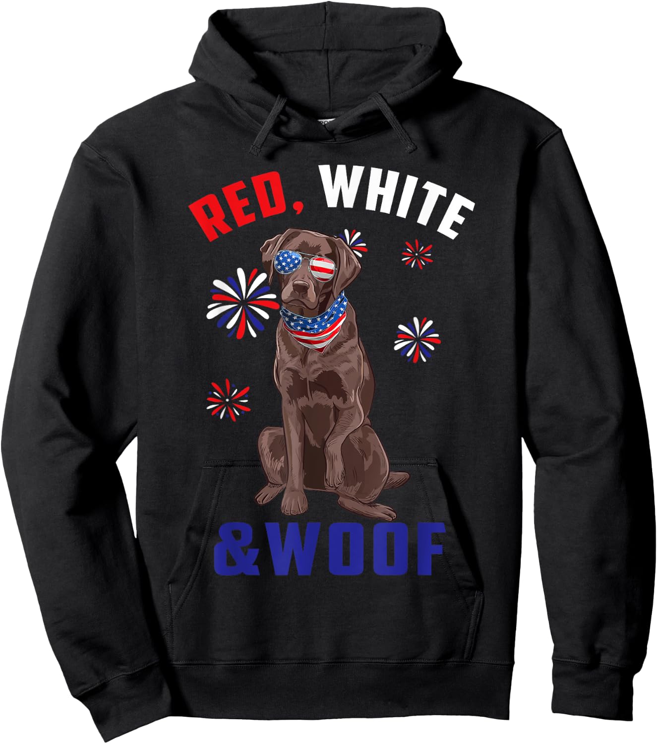 Red White And Woof Chocolate Labrador Dog Lover 4th Of July Men Hoodie - Hoodie | Black