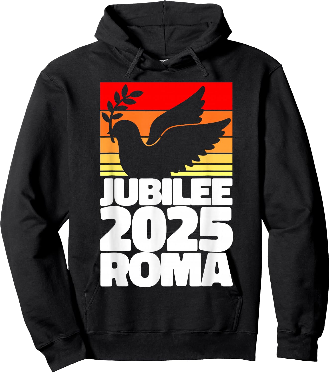 Jubilee 2025 Roma Peace Dove Striped Sunrise Holy Faith Year Hoodie - Hoodie | Black