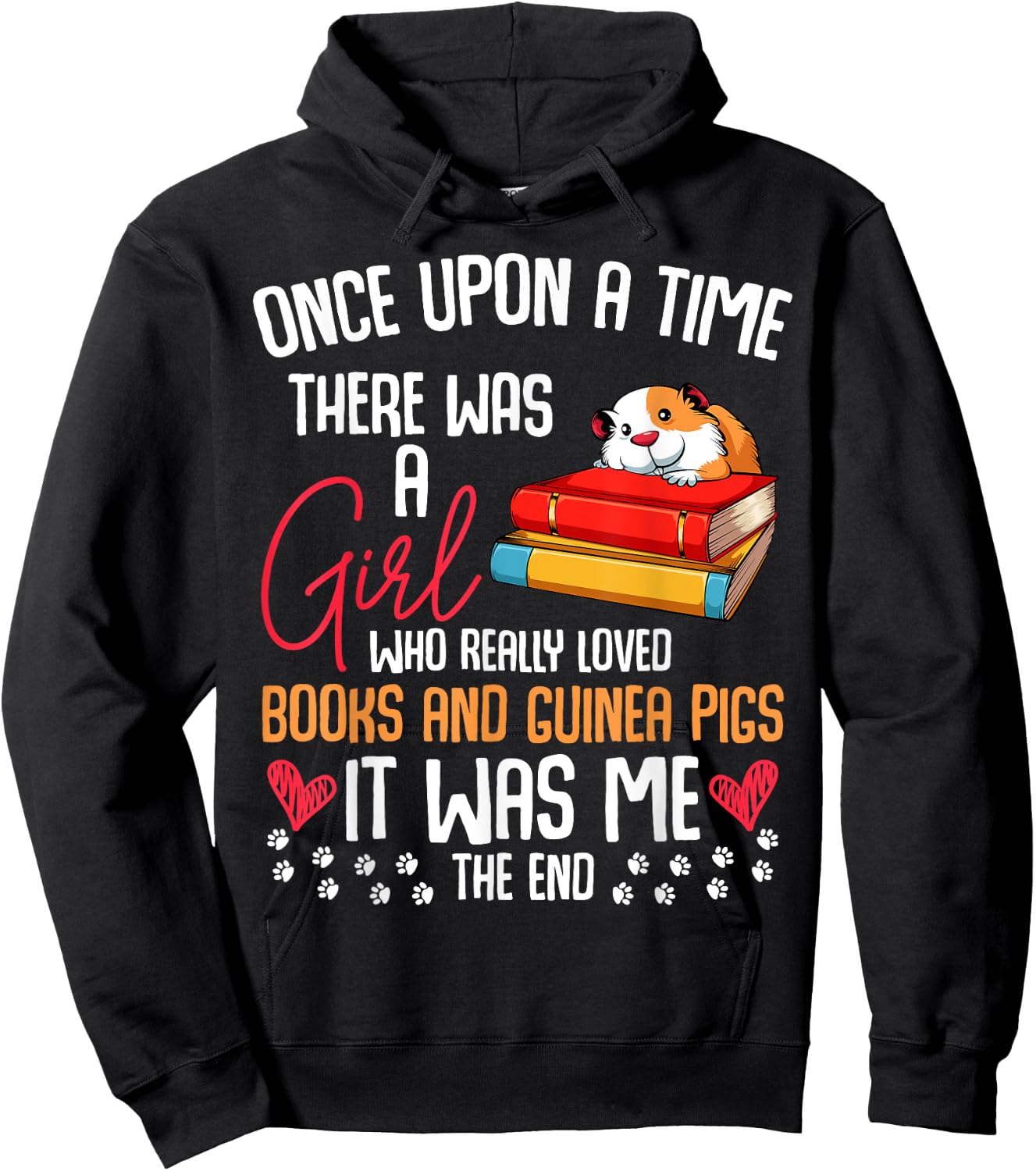 There Was A Girl Who Loved Books & Guinea Pigs Funny Quotes Hoodie - Hoodie | Black