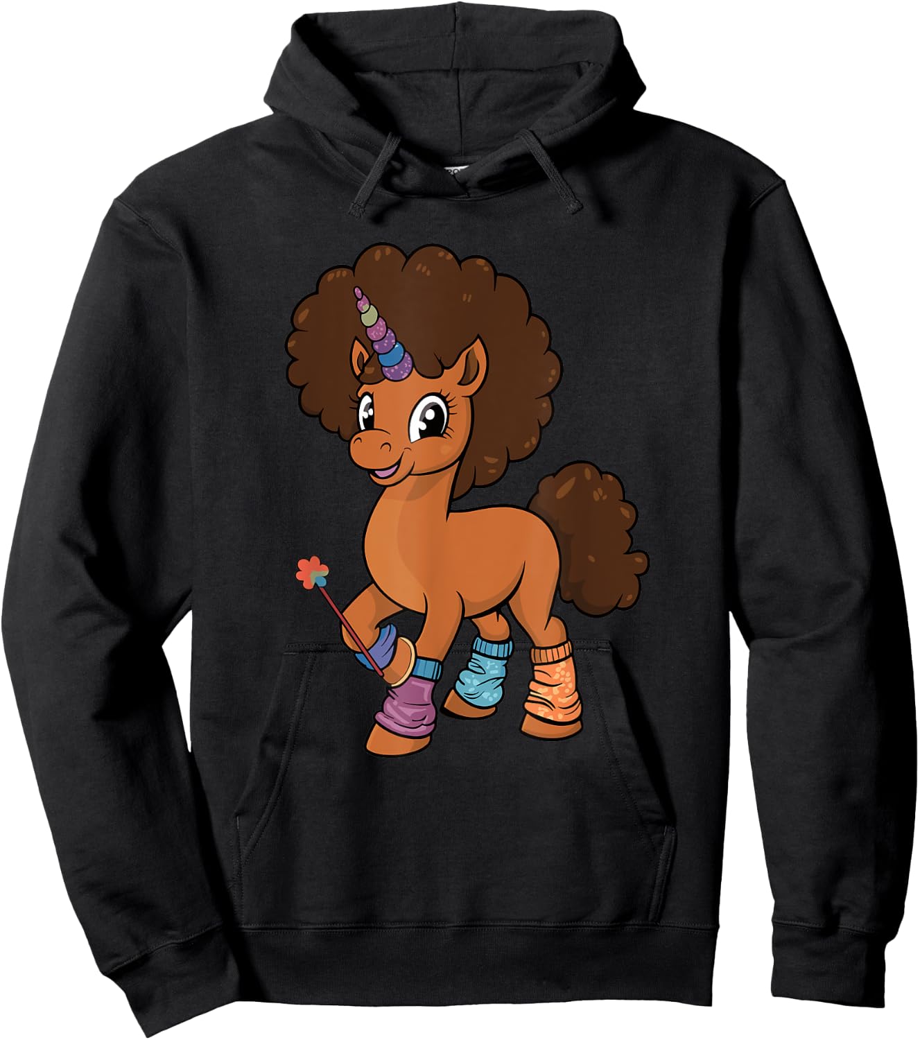 Unicorn With Afro Costume Toddler Girls Melanin African Kids Hoodie - Hoodie | Black
