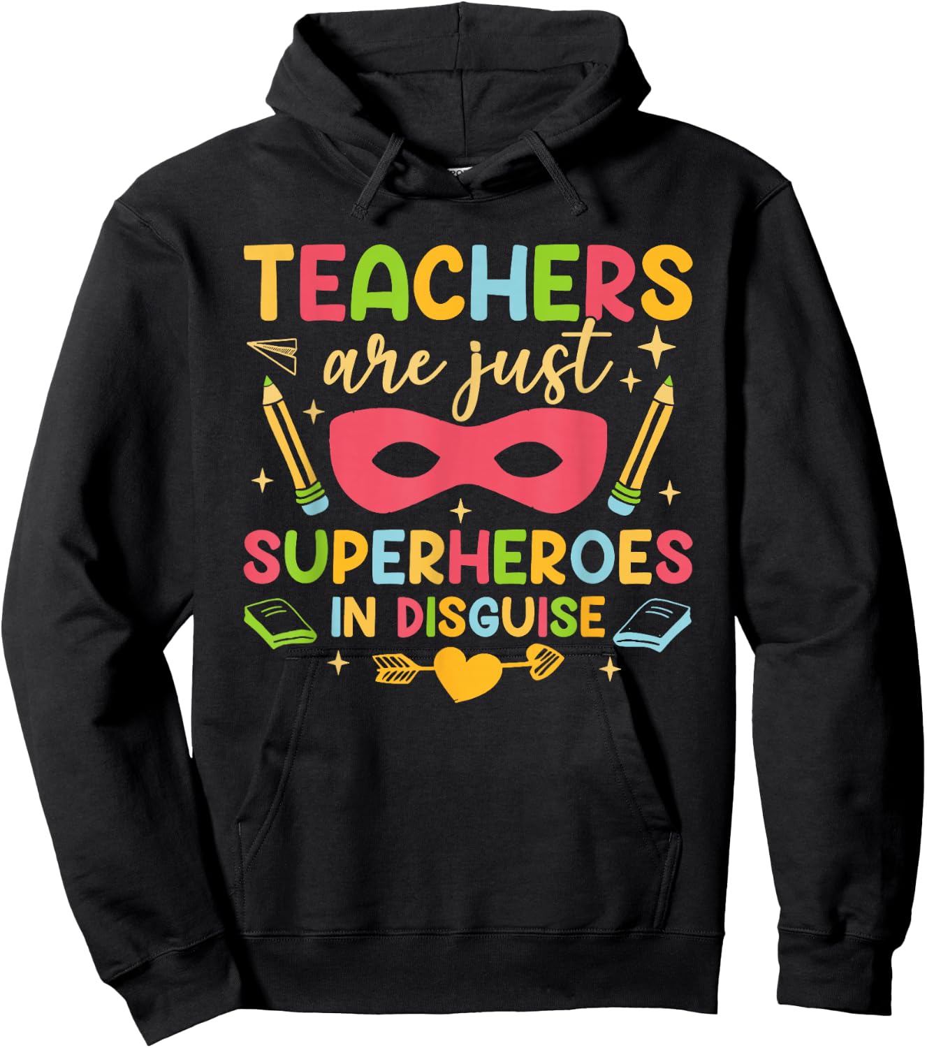 Back To School Teachers Are Superheroes Funny Hand Drawn 2 Hoodie - Hoodie | Black