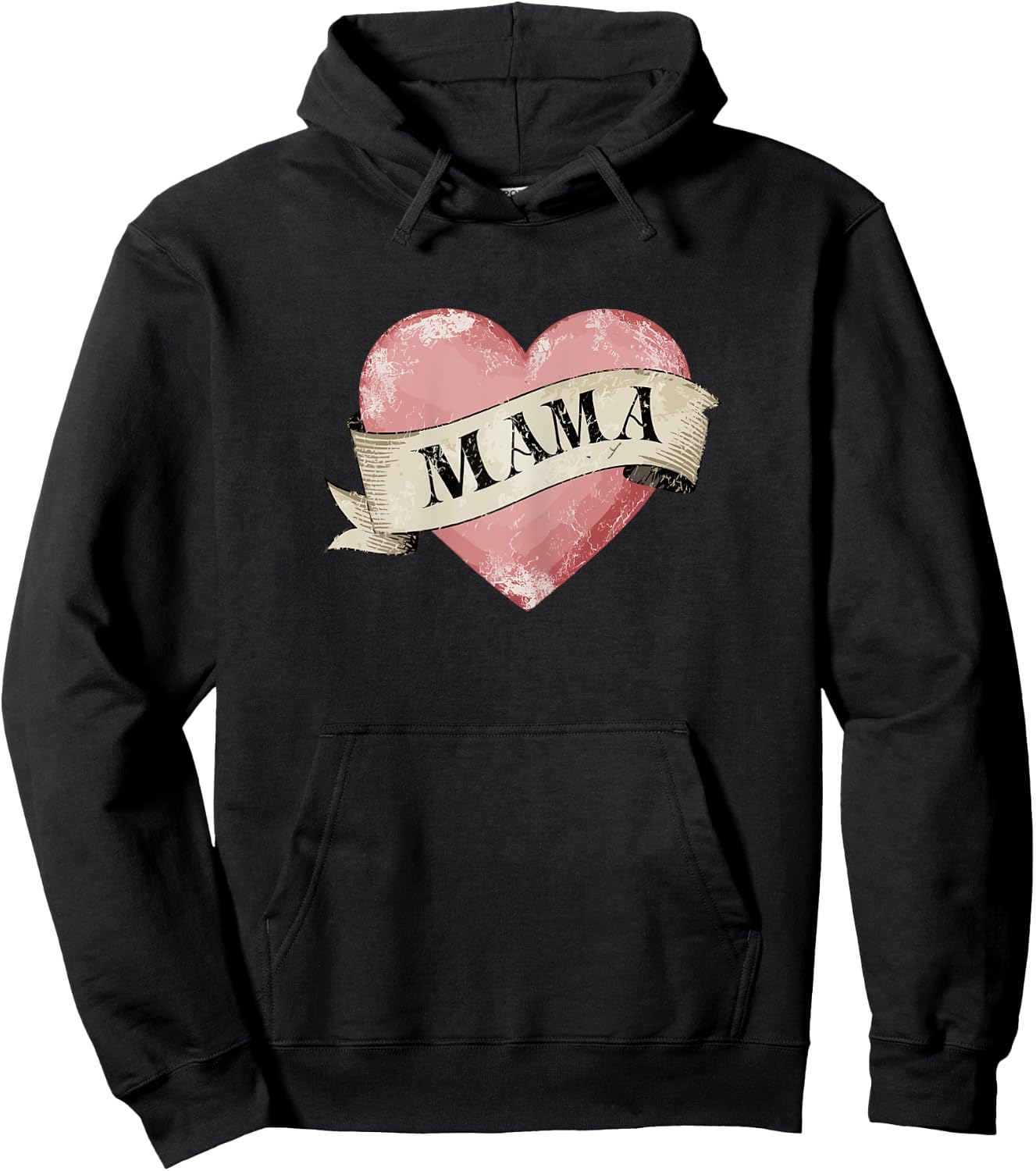 Mama Vintage Retro Mom Tattoo Heart Hoodie - Hoodie | Black