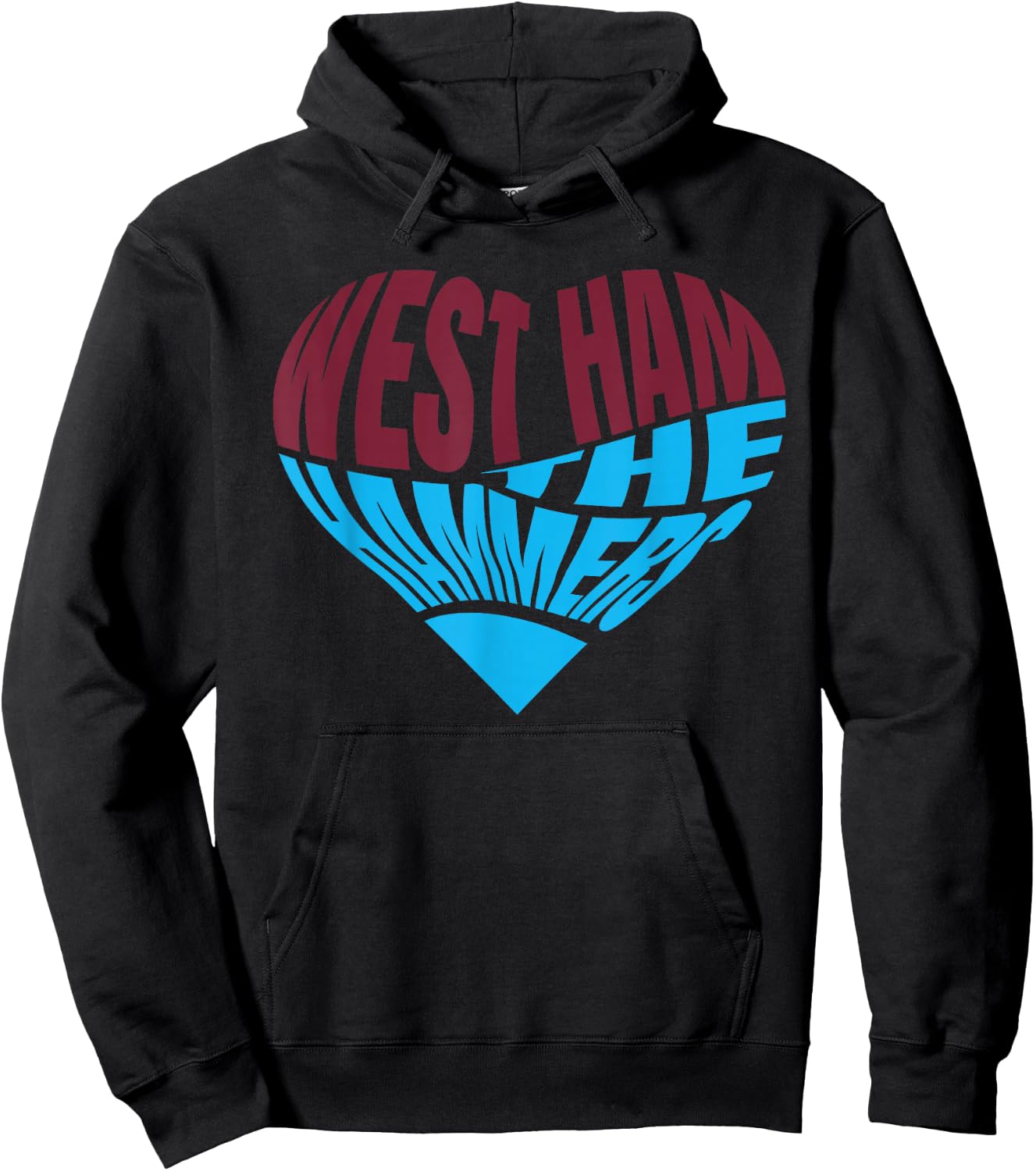 The Hammers Heart - West Ham Fan Typography Design Hoodie - Hoodie | Black