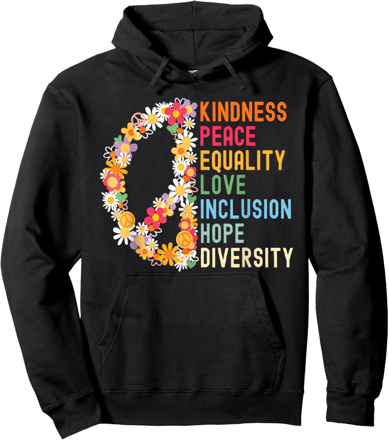Kindness Peace Equality Hurts No Pride Month One Heart Art Hoodie - Hoodie | Black