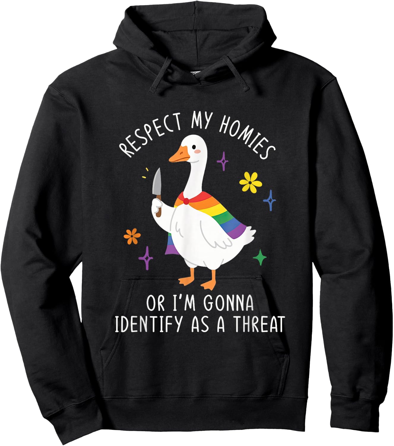 Respect My-Homies Or I'm Gonna Identify Ally Goose LGBT Gay Hoodie - Hoodie | Black