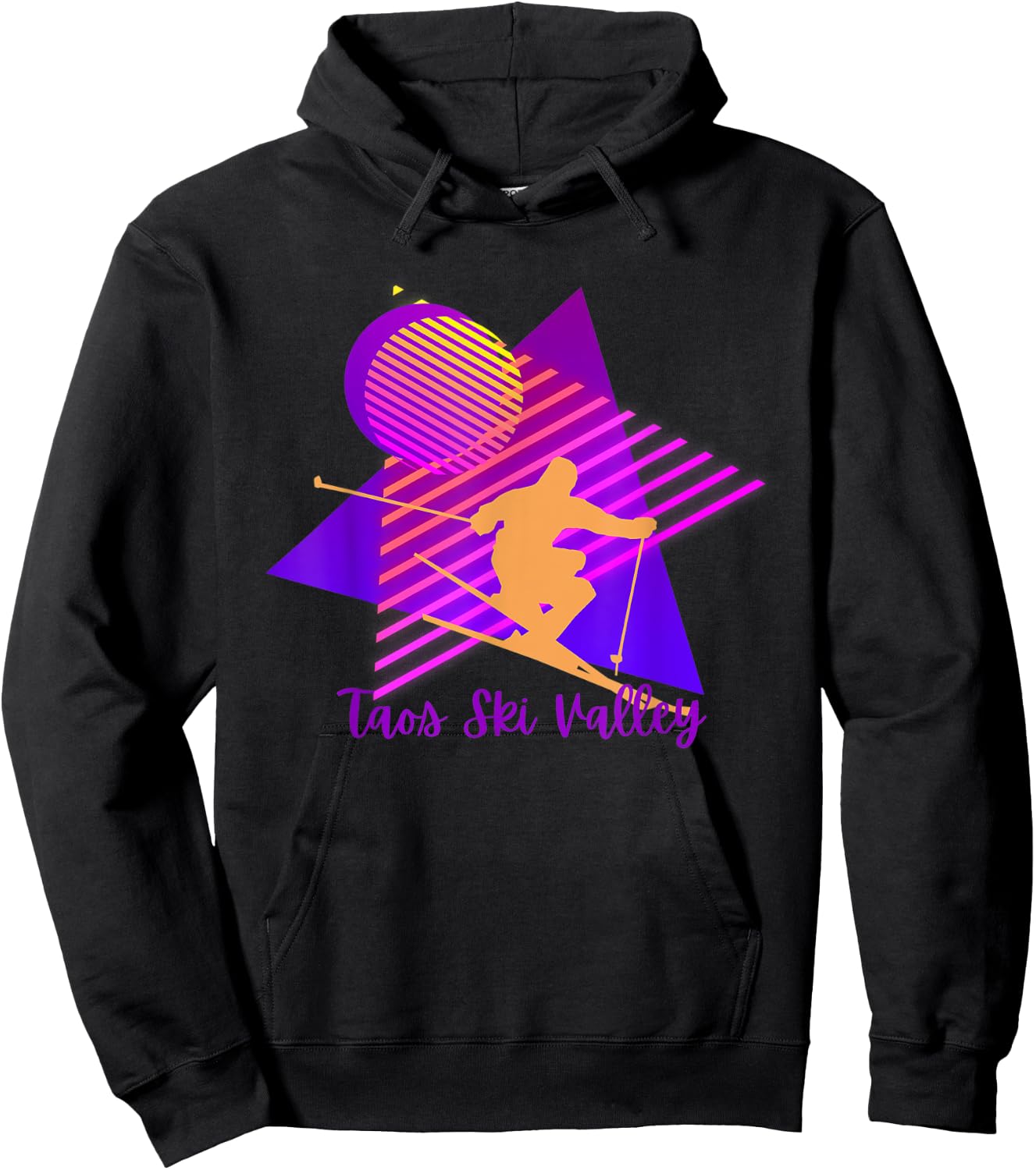 80s Pink and Purple Taos Ski Valley New Mexico Skiing Hoodie - Hoodie | Black
