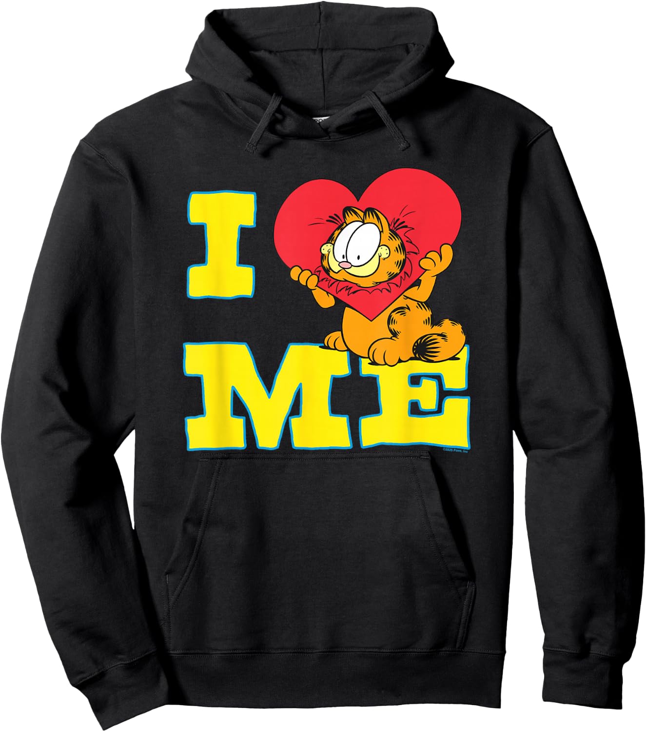 Garfield I Heart Me Funny Block Letters Love Cat Cartoon Hoodie - Hoodie | Black