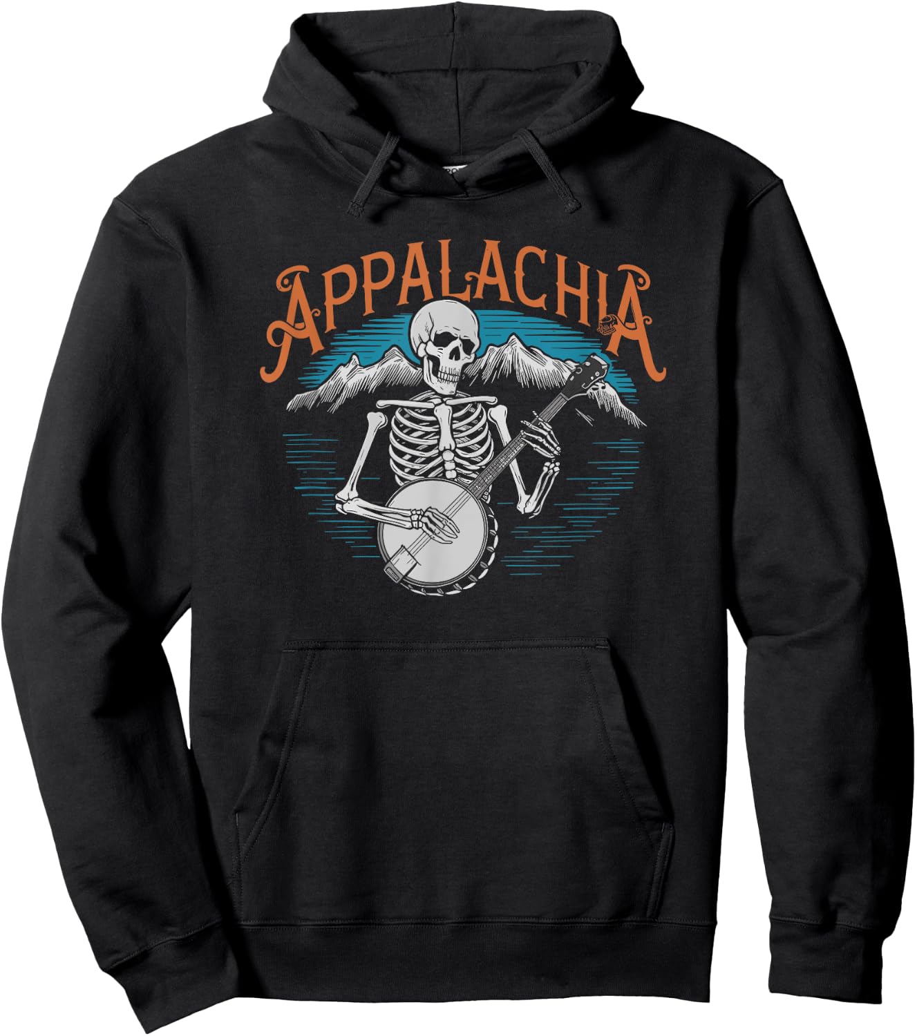 Bluegrass Banjo Skeleton, Appalachia Country Bluegrass Music Hoodie - Hoodie | Black