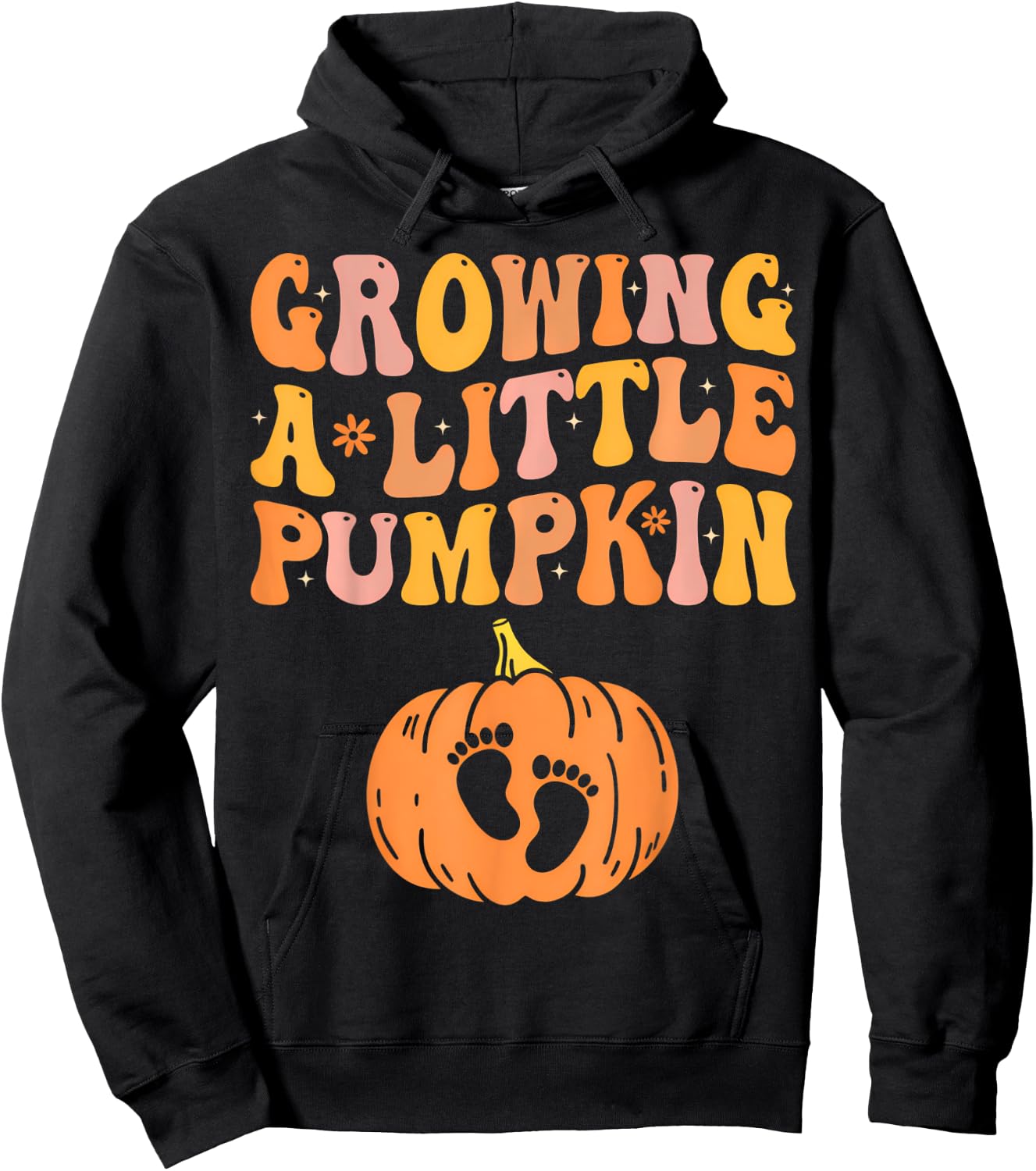 Growing A Little Pumpkin Pregnancy Announcement Halloween Hoodie - Hoodie | Black