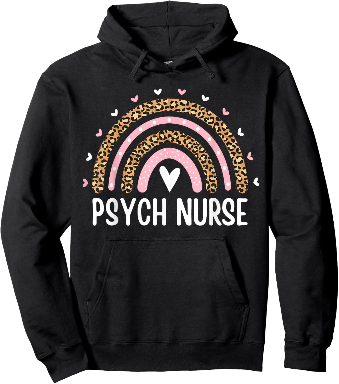 Psych Nurse Nursing Leopard Rainbow Psychiatric Nurse Women Hoodie - Hoodie | Black