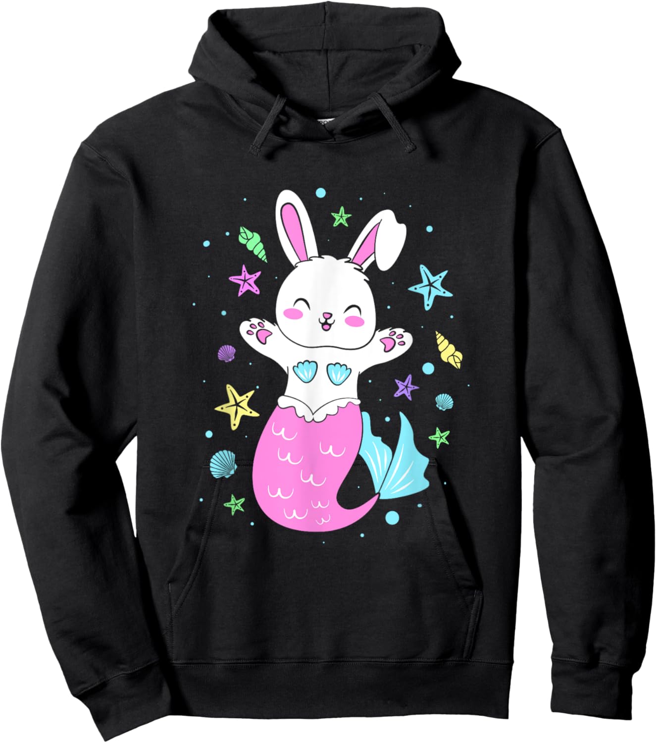 Cute Mermaid Mom Easter Bunny Mermaid Mommy Hoodie - Hoodie | Black